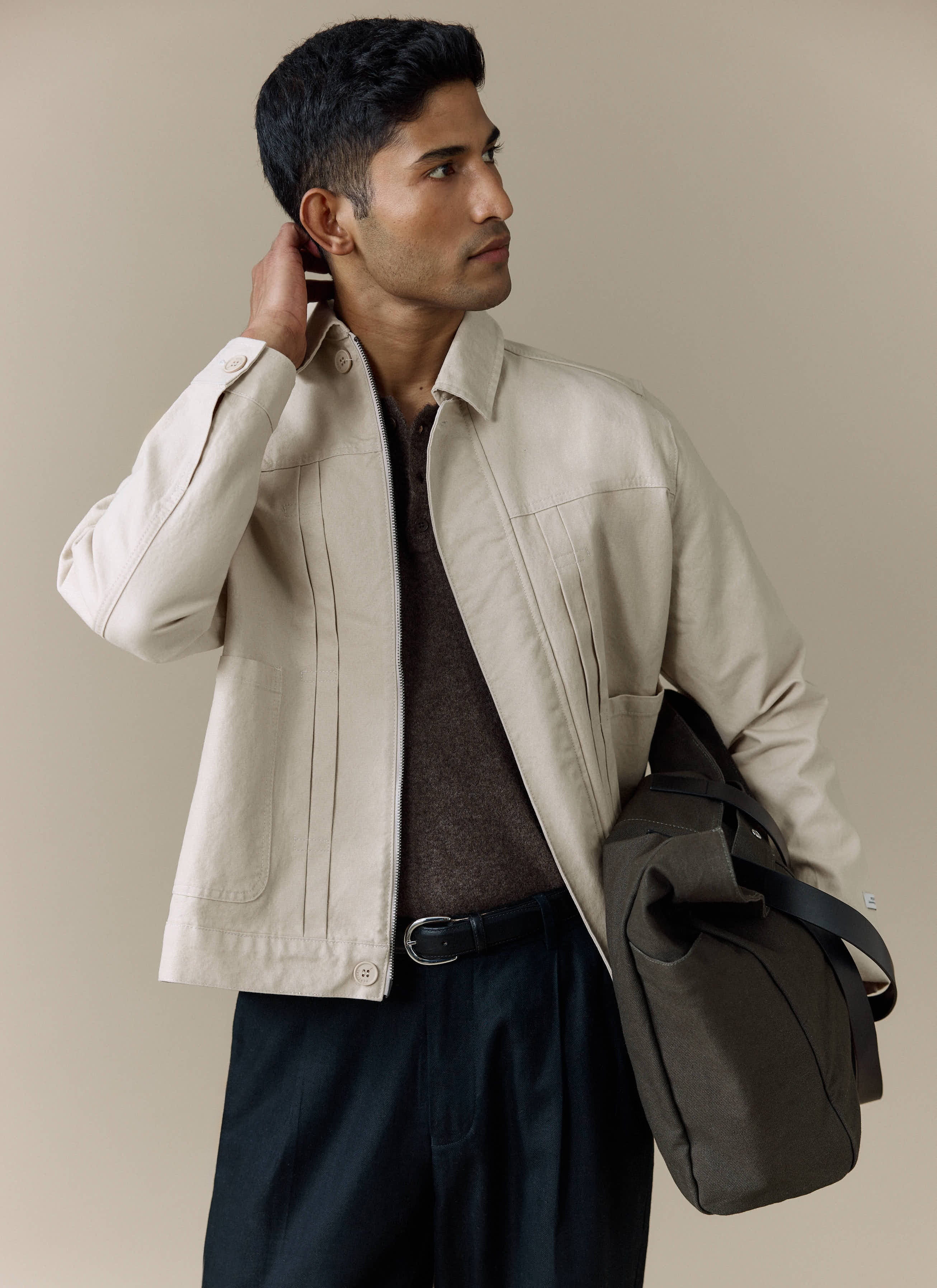 ジャケット・アウター OVY Cotton Bal Collar Over Coat beige M Men's Coats | Autumn & Winter | Percival Menswear