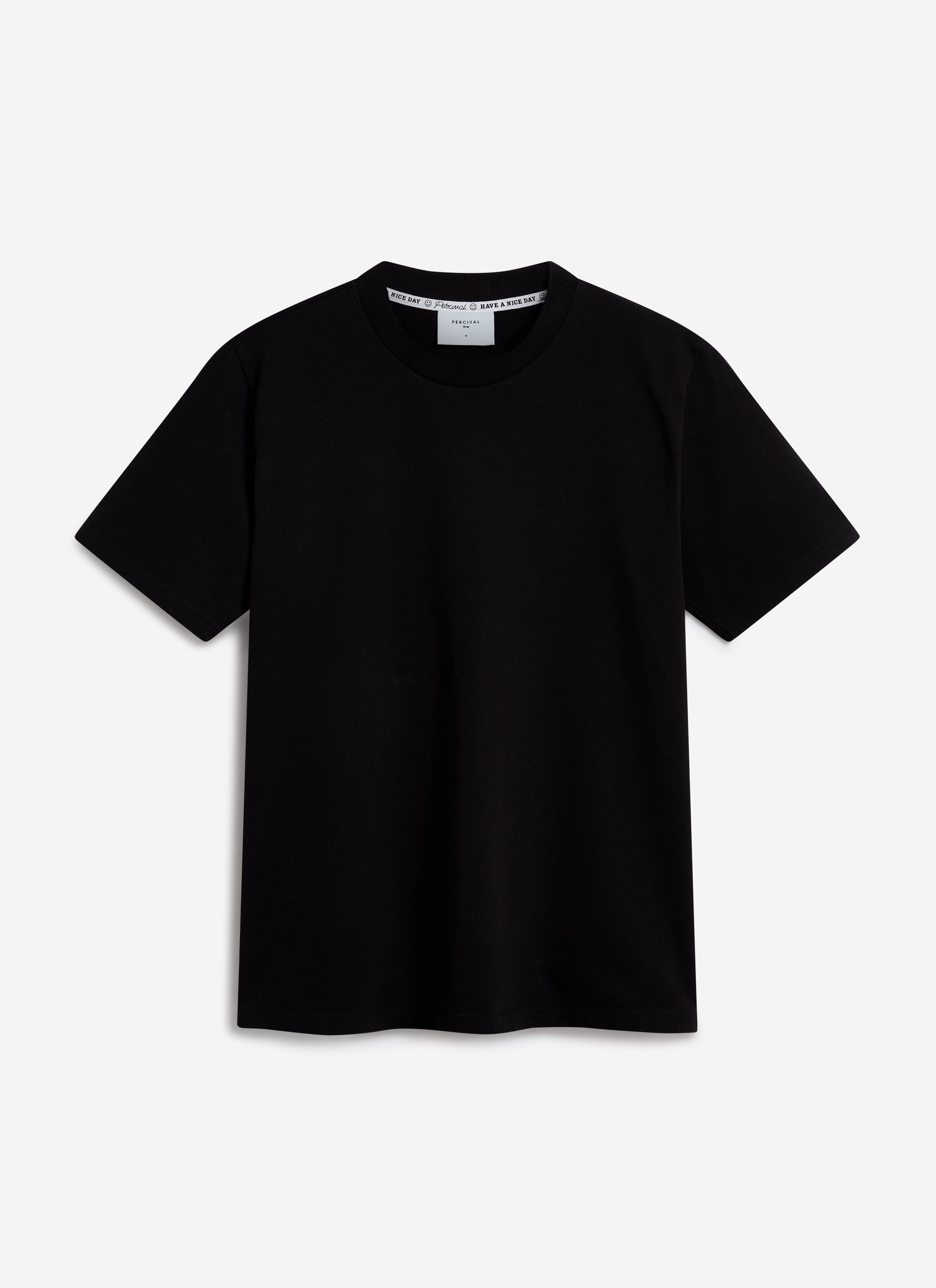 The Percival cropped regular fit t-shirt in heavyweight black organic cotton, shown flat against a white background.