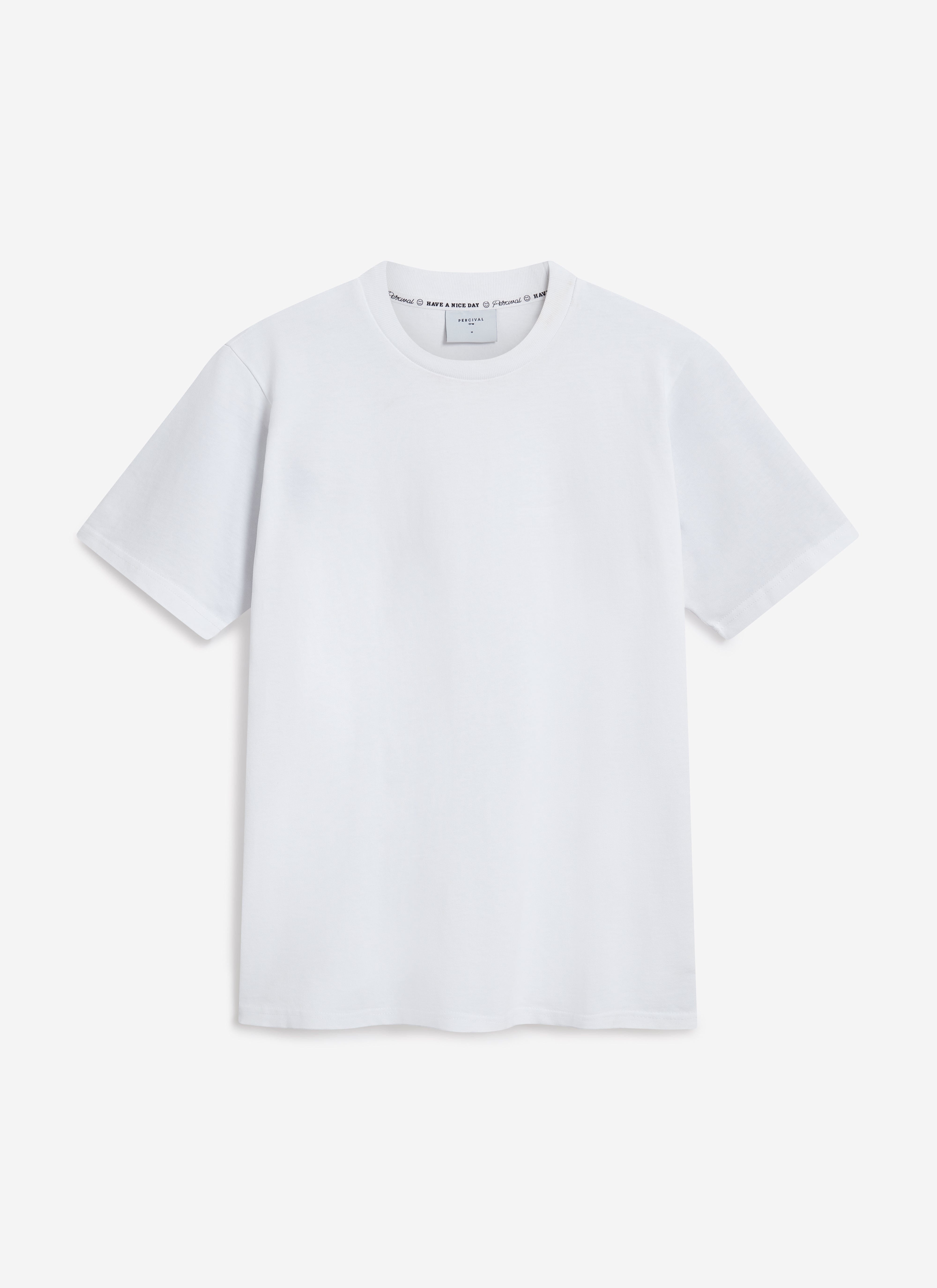 A front view of the Percival Cropped Regular Fit T-Shirt in white organic cotton, shot against a plain background.