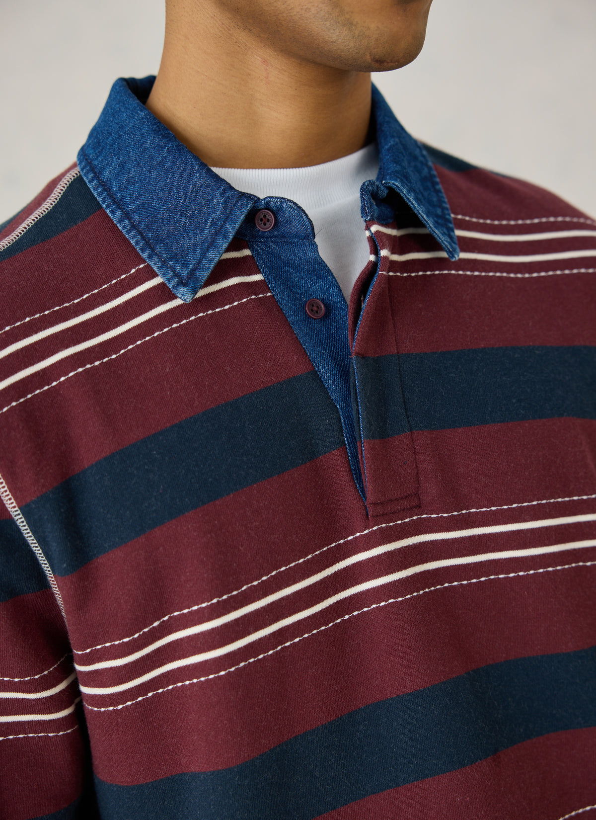 Burgundy with Denim