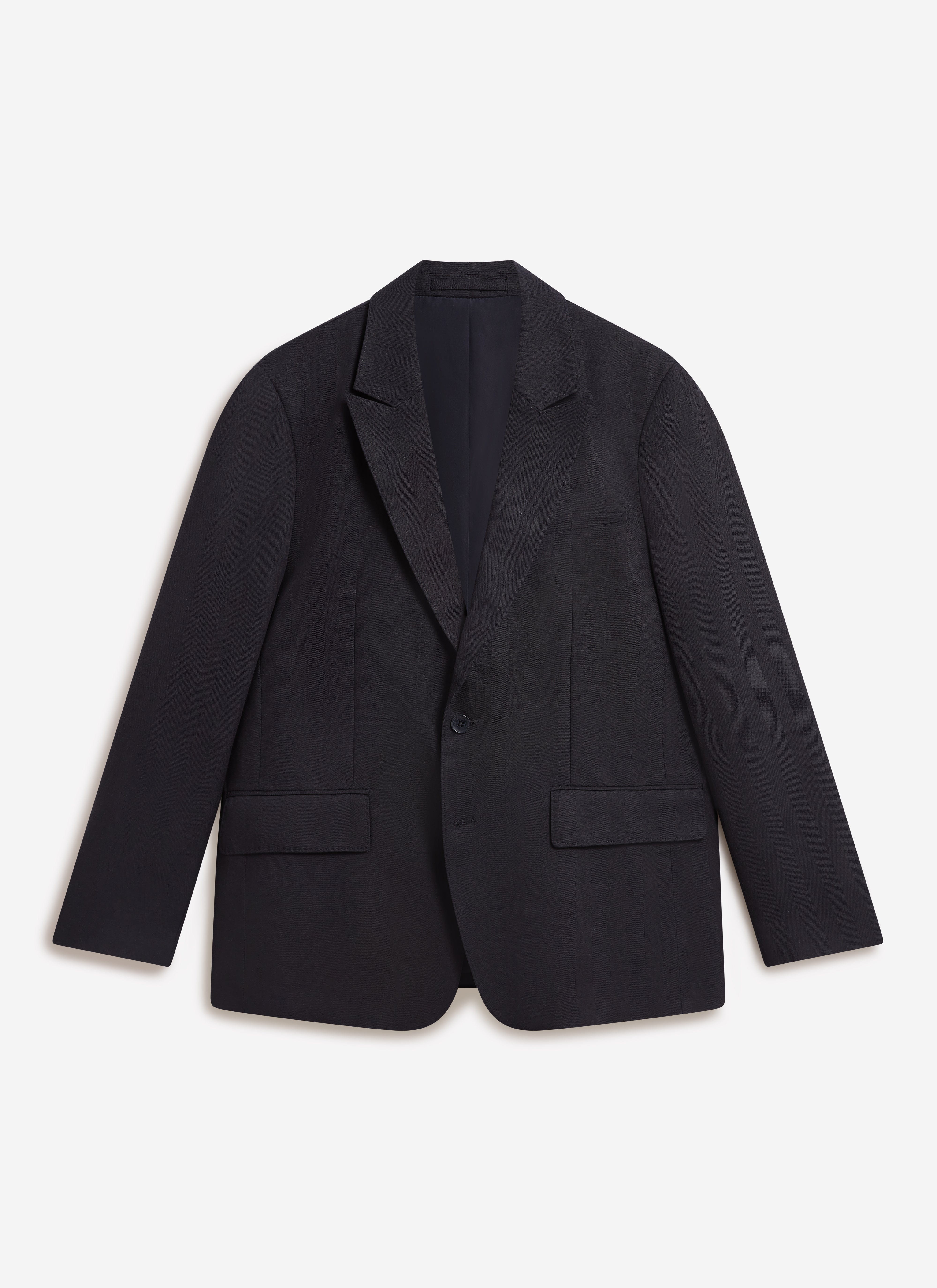 The Percival x Warren Lyocell Tailored Blazer in navy, laid flat against a simple white studio background.