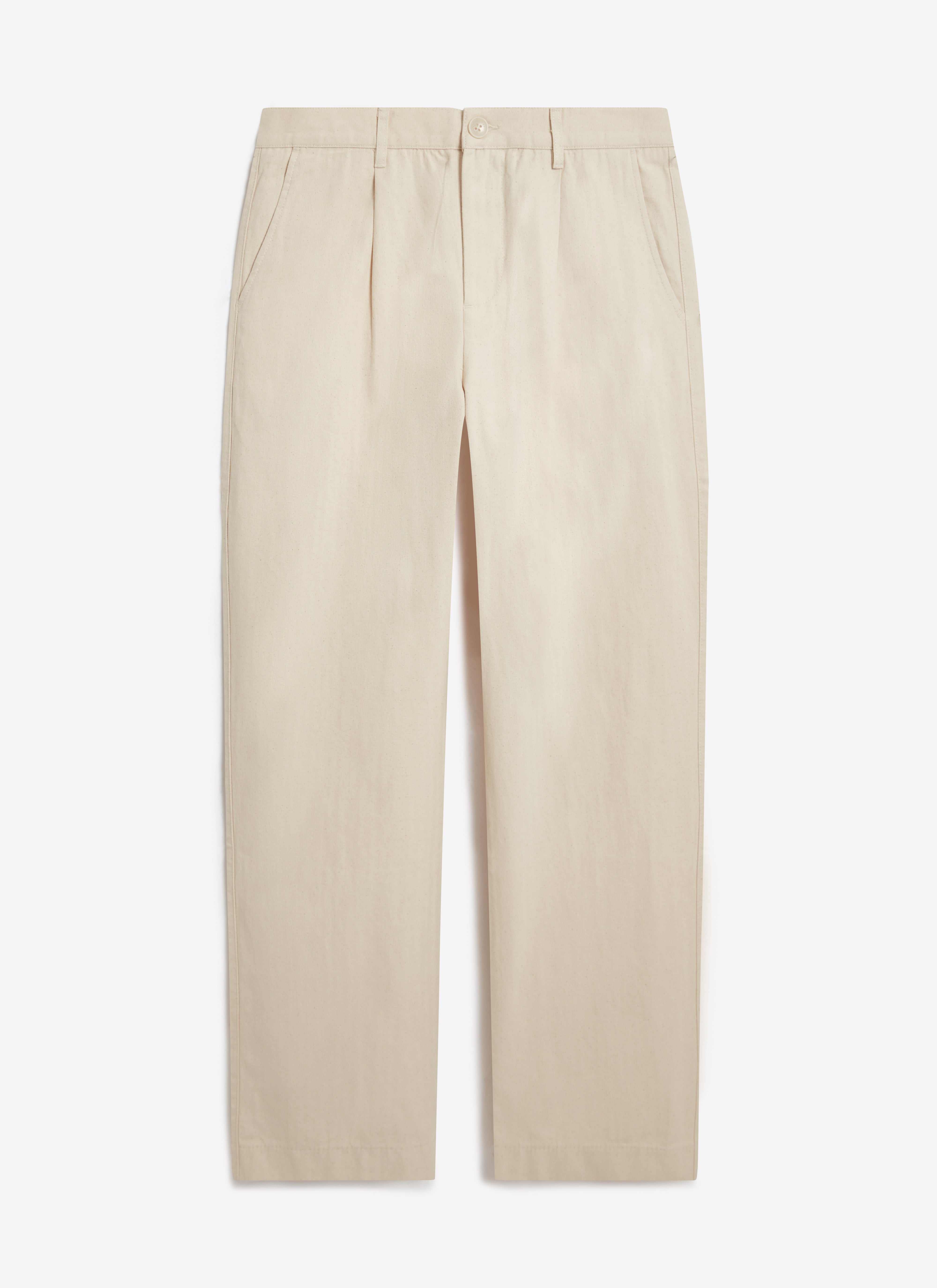 front view of the percival program pleated trousers in ecru cotton