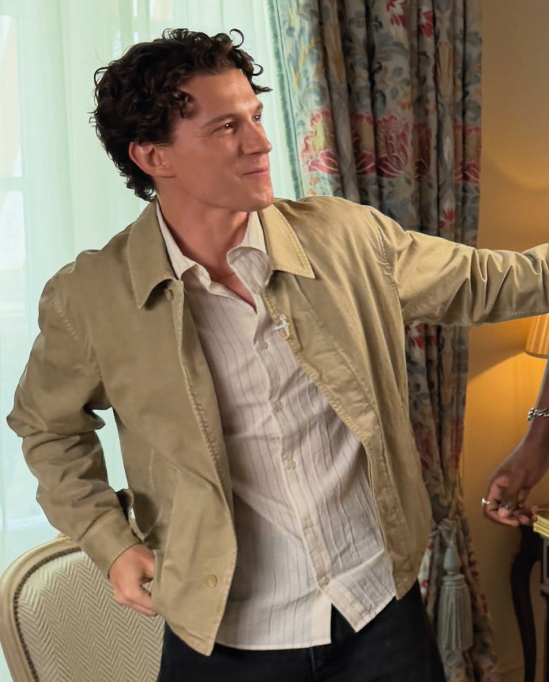 Tom Holland wears the Percival Lorenzo Shirt.