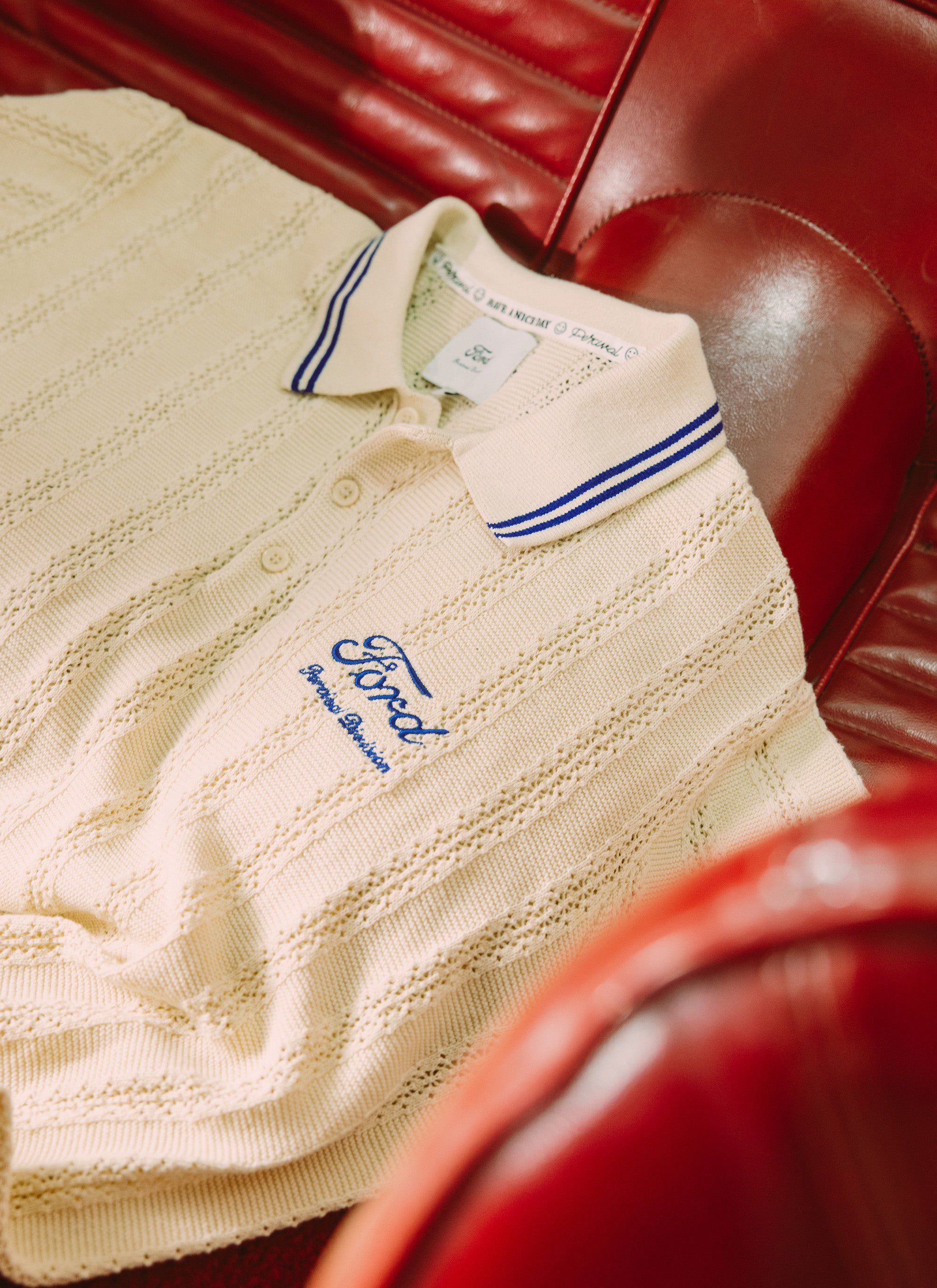 Men's Knitted Polo | Dealership | Percival x Ford | Cream