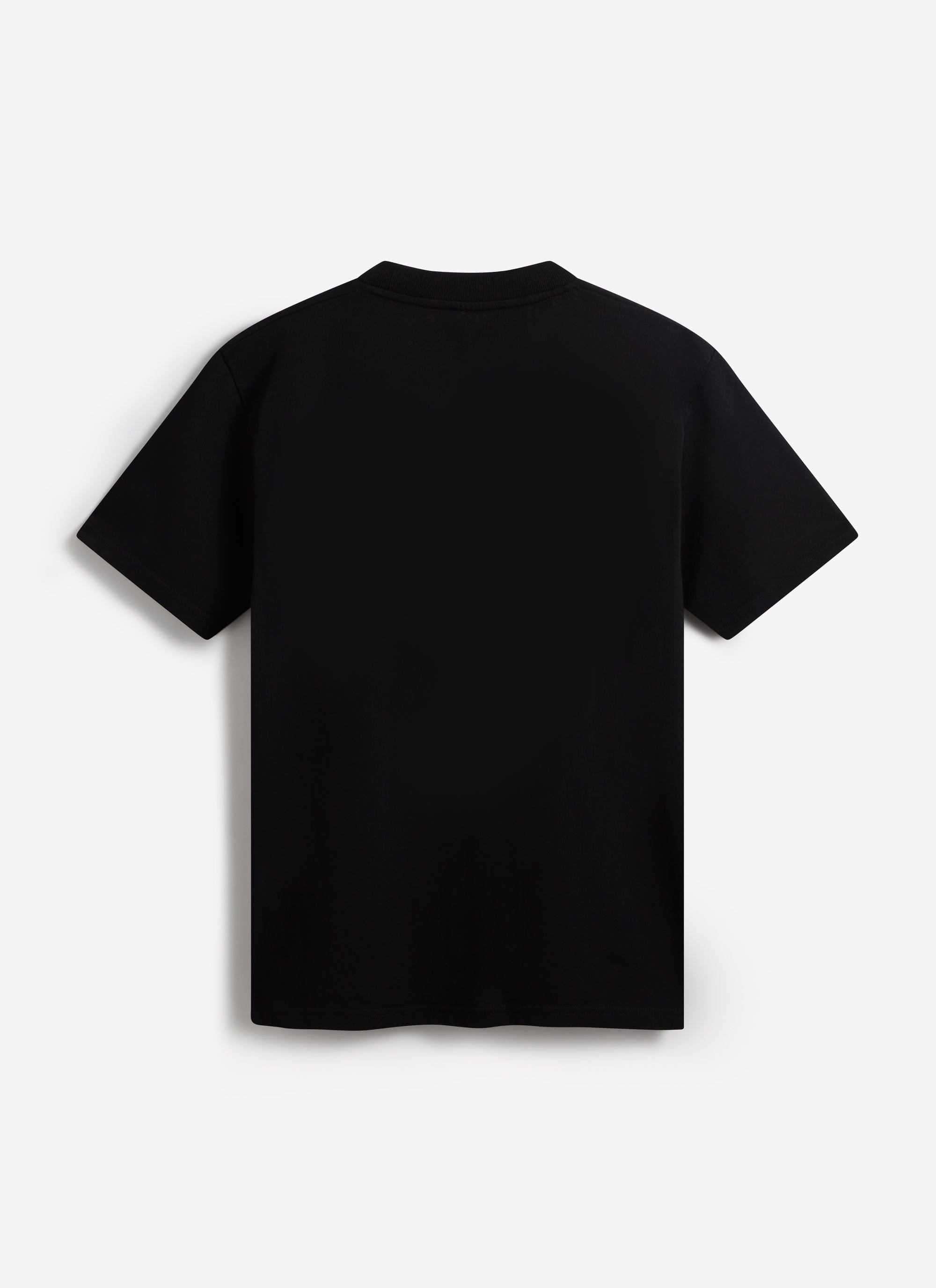 The back of the black organic cotton Mixologist T Shirt from Percival, shot flat against a white background.