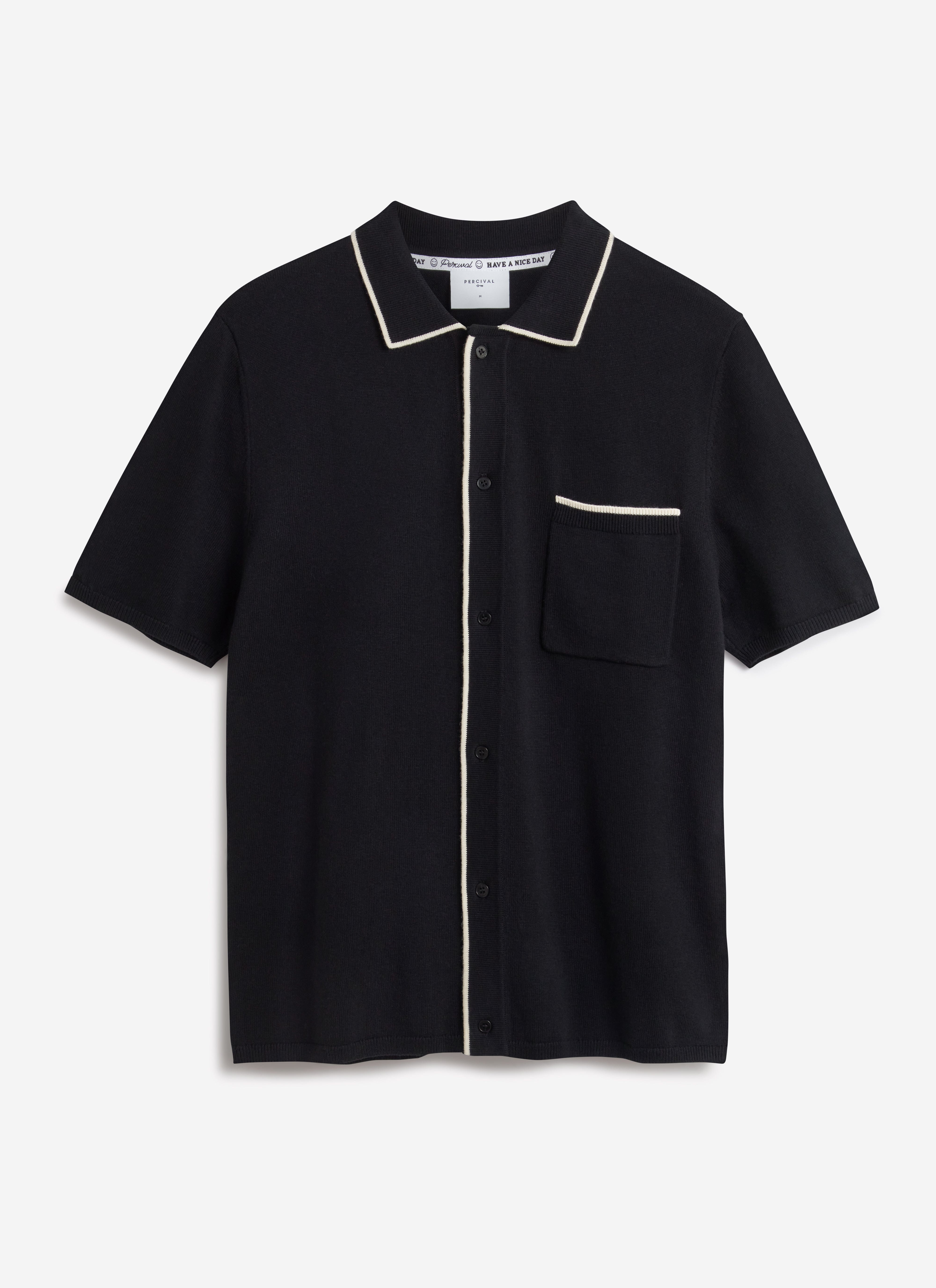 Typewriter Embroidered T Shirt | Organic Cotton | Navy | Percival