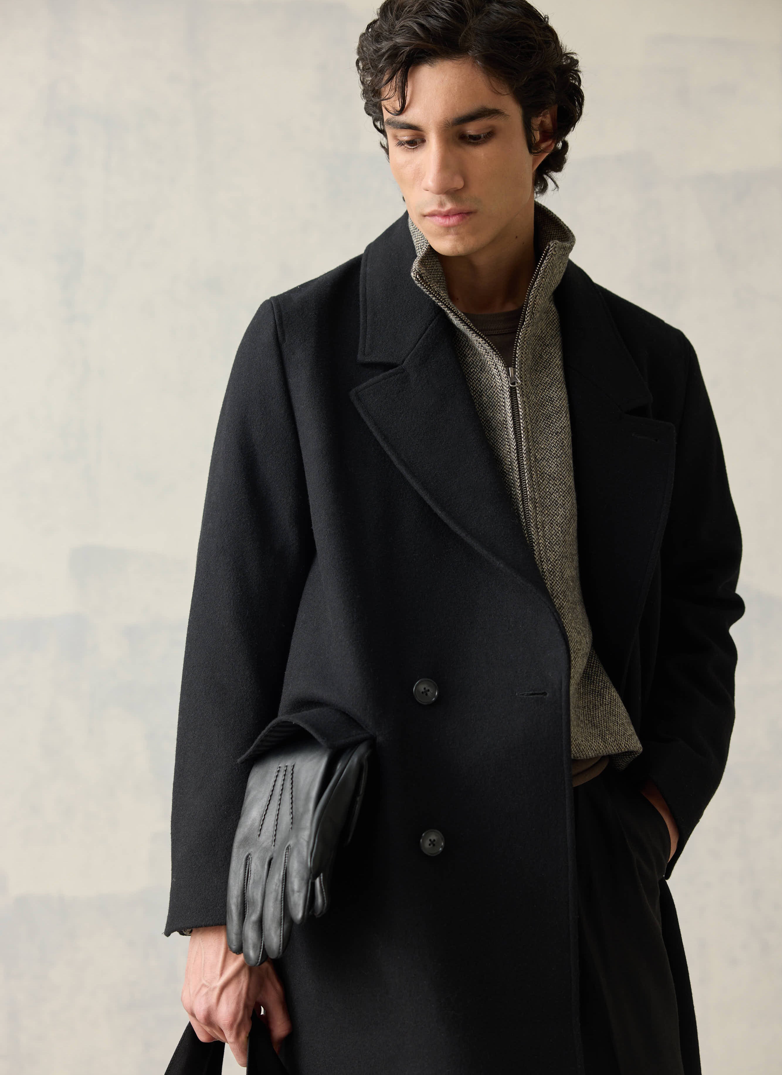 Men's Blanket Overshirt | Casentino Wool | Black | Percival Menswear