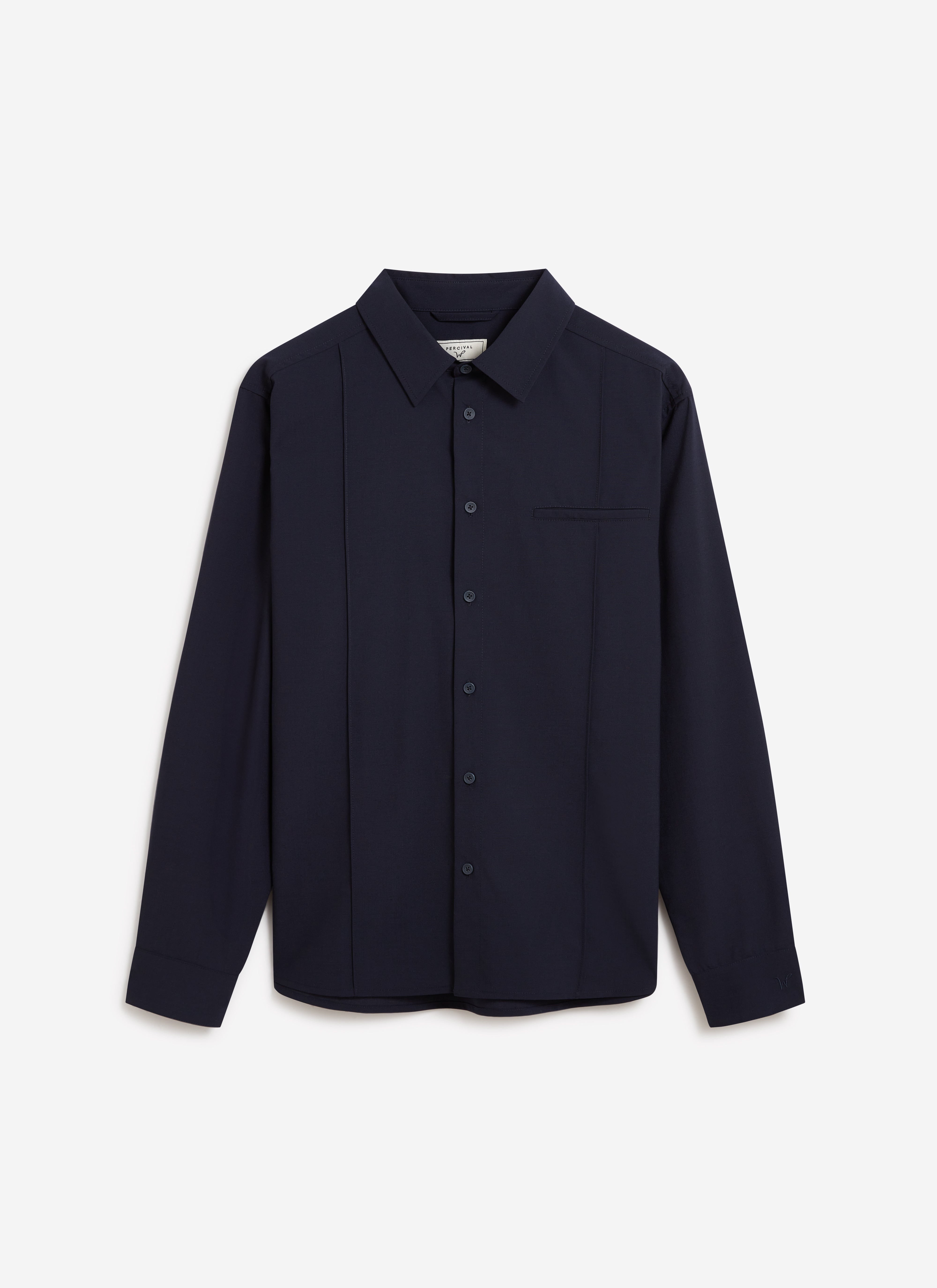 Men's Long Sleeve Pleated Shirt - Percival x Warren | Navy Blue