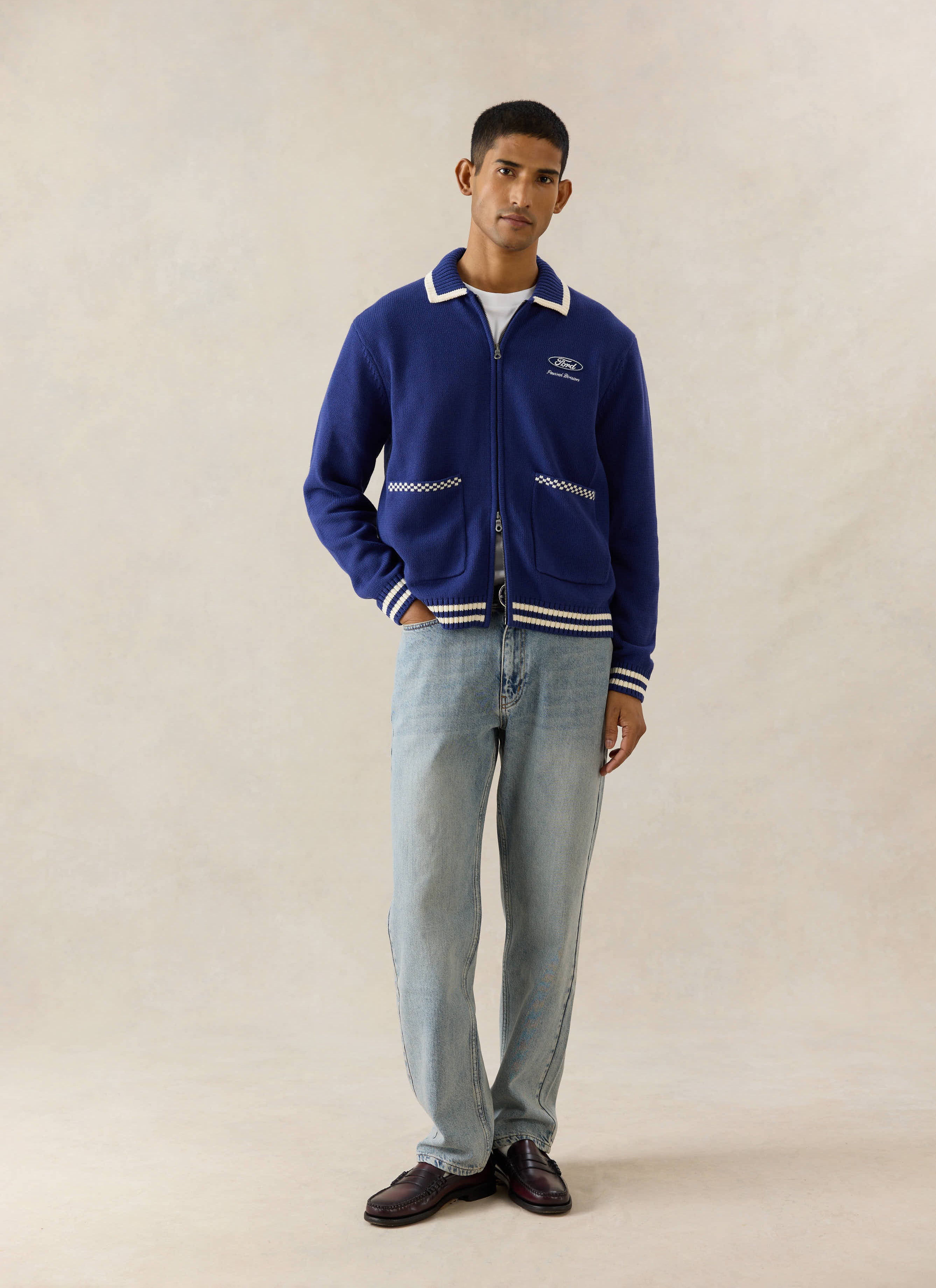Gardner Knitted Zip Cardigan | Ford x Percival | Blue | Percival