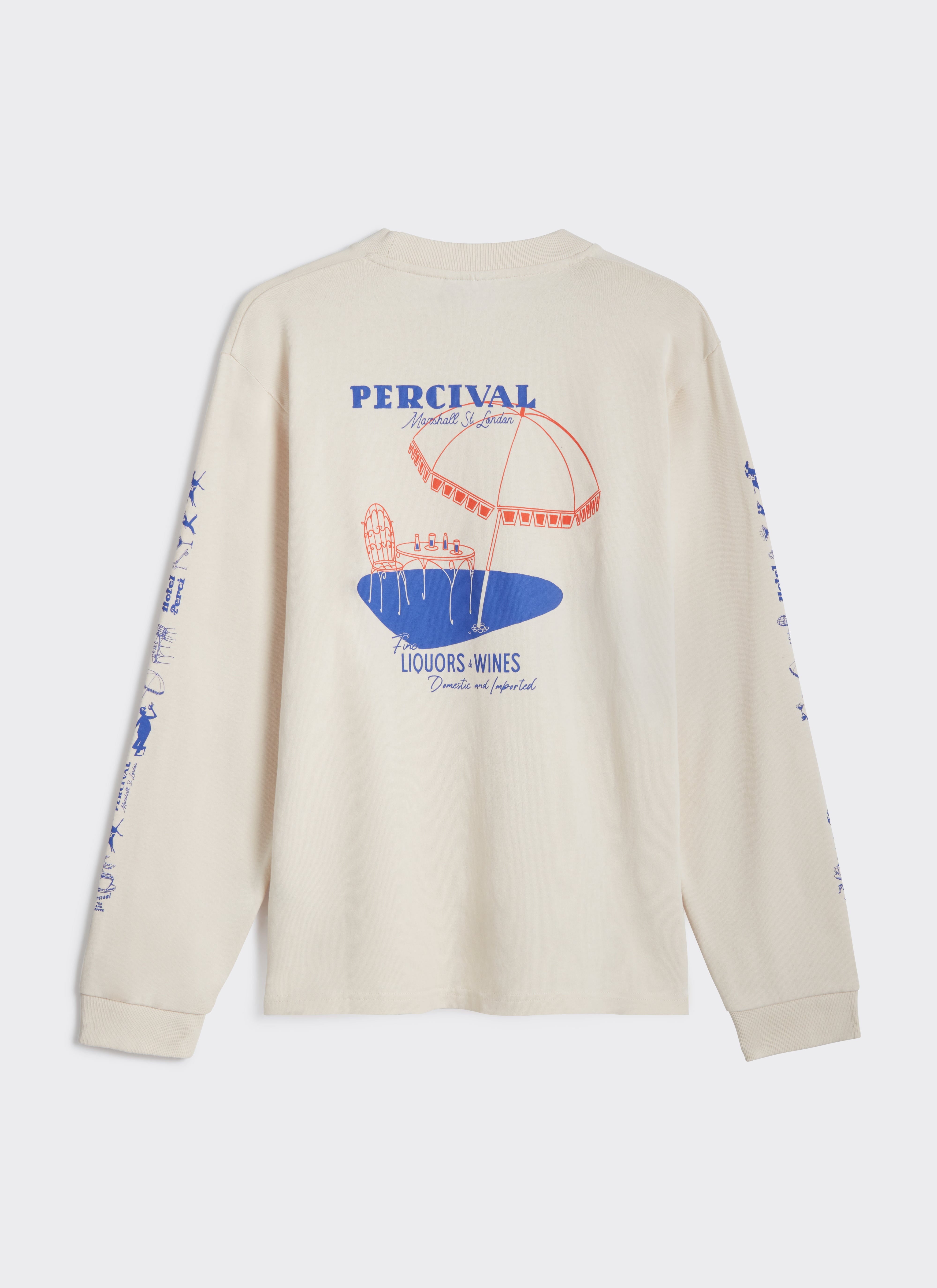 Men's Long Sleeve T Shirt - Fine Wines | Cotton | Cream | Percival