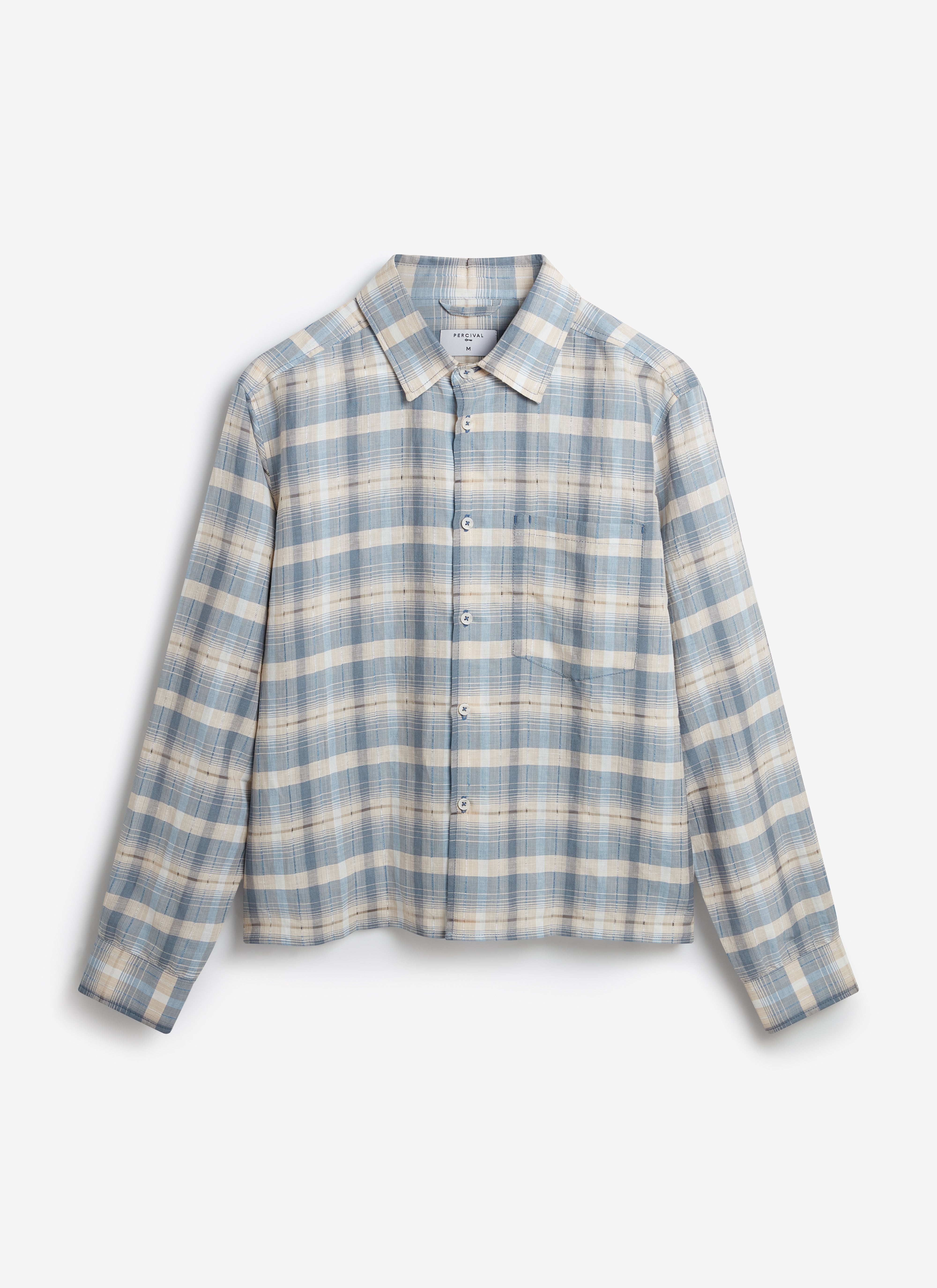 Men's Check Shirt | Jesse | Linen Blend | Light Blue | Percival