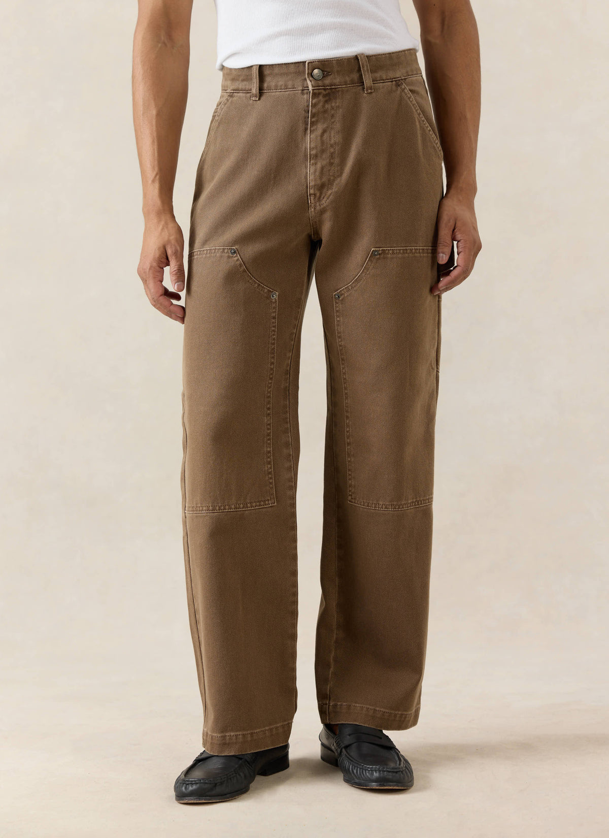 Lucas Carpenter Straight Leg Trousers | Cotton | Mocha