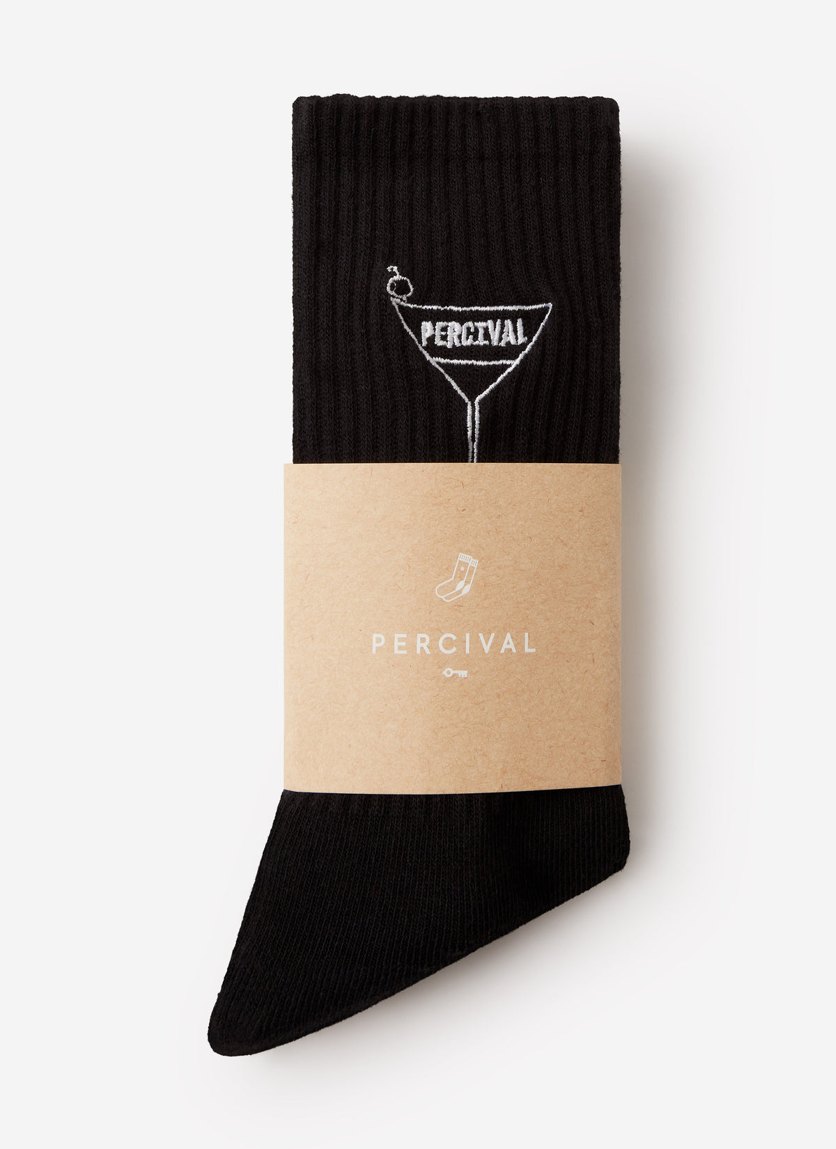 Men's Embroidered Martini Socks | Cotton | Black | Percival Menswear