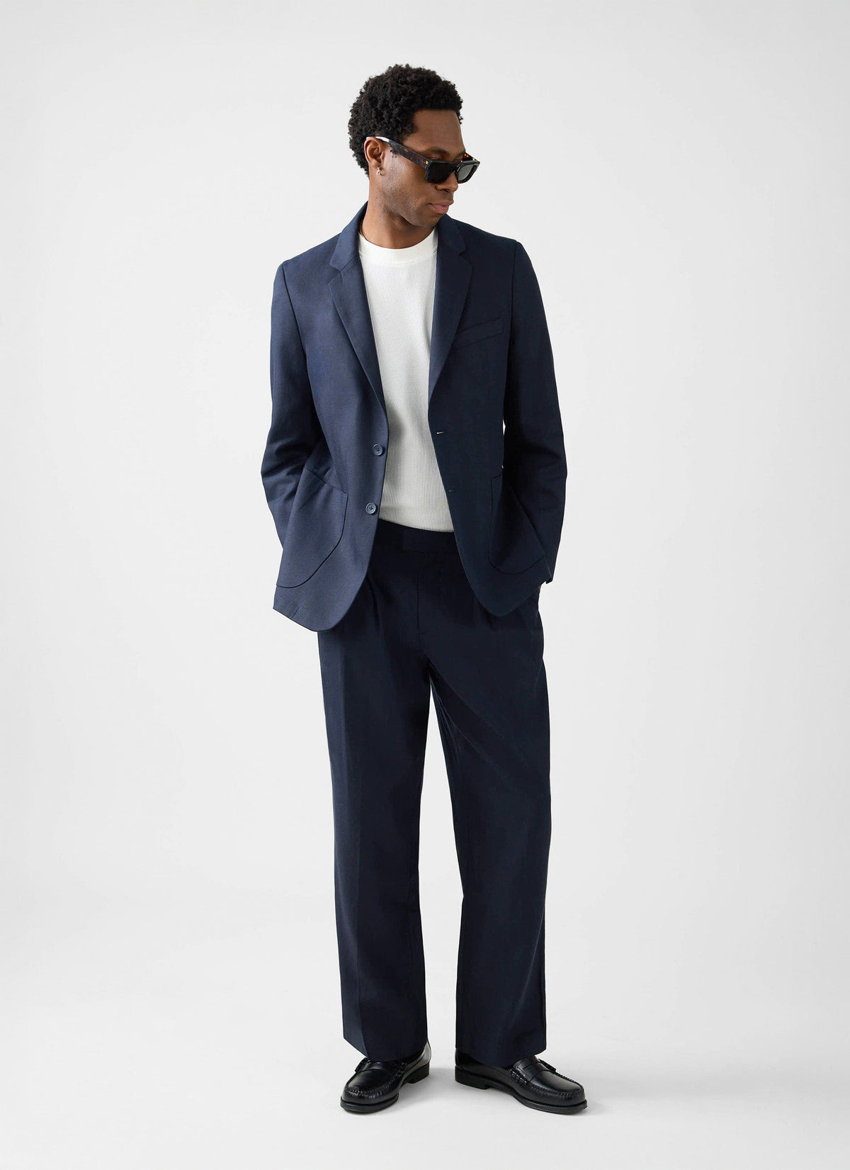 Men's Tailored Two Piece Suit | Lyocell | Navy | Percival Menswear