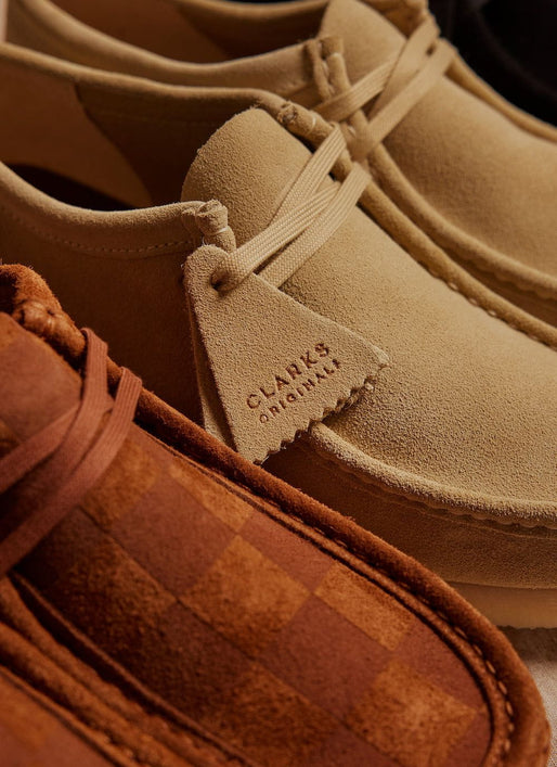 brown suede clarks wallabees