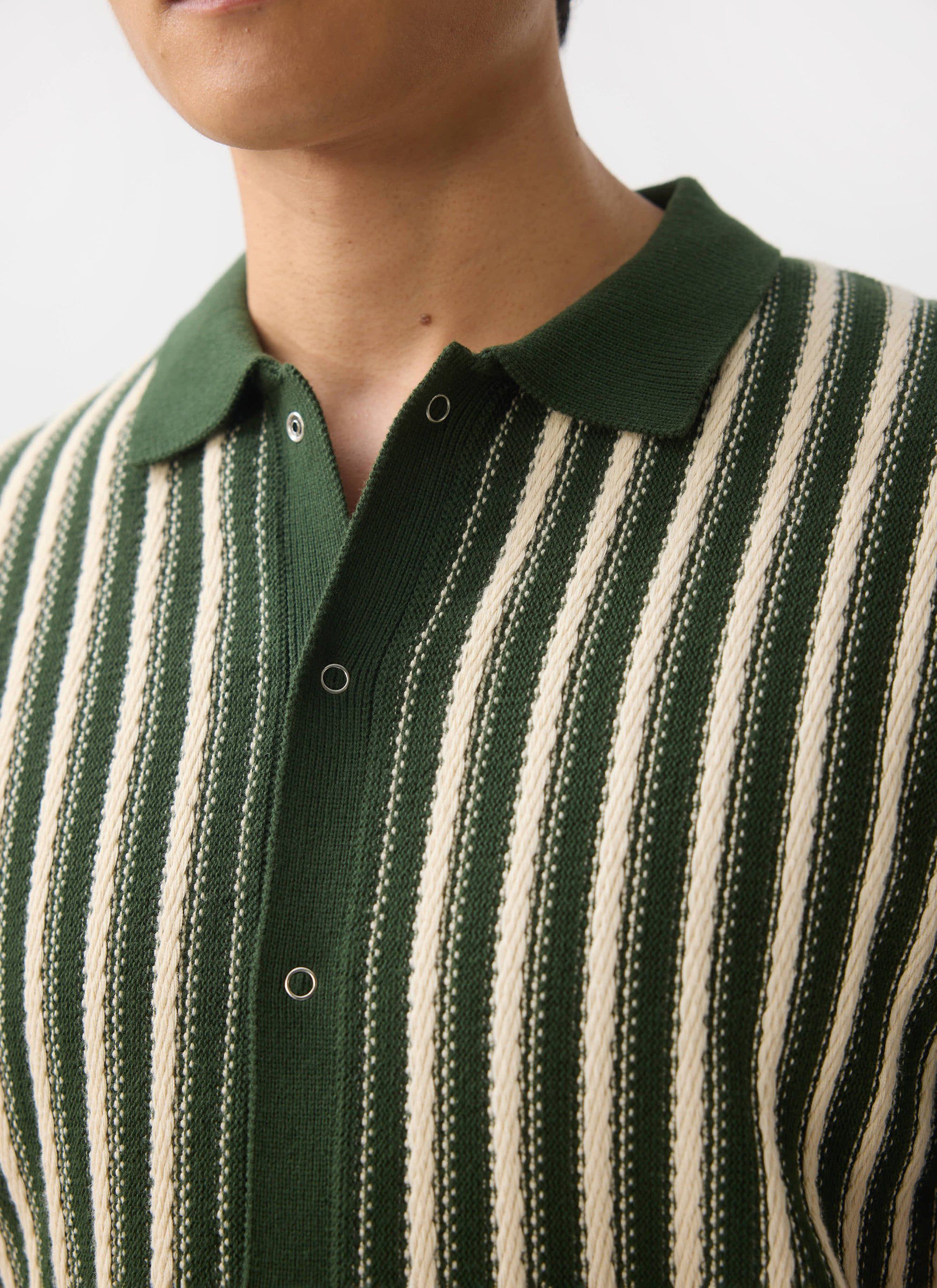 Men's Collins Knitted Shirt | Cotton | Green | Percival Menswear