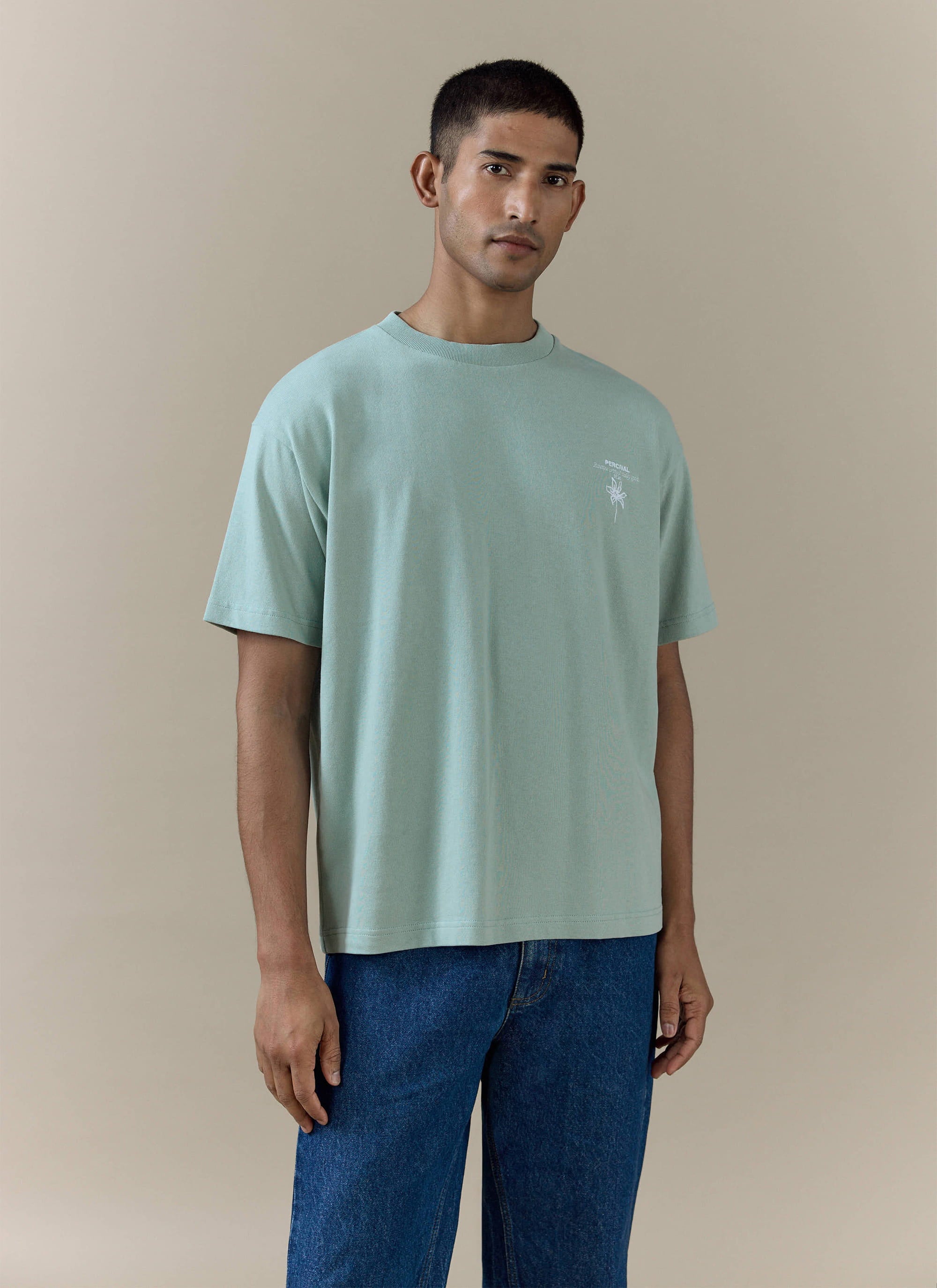 Men's Oversized T Shirt: Melvin | Cotton | Sage Green | Percival