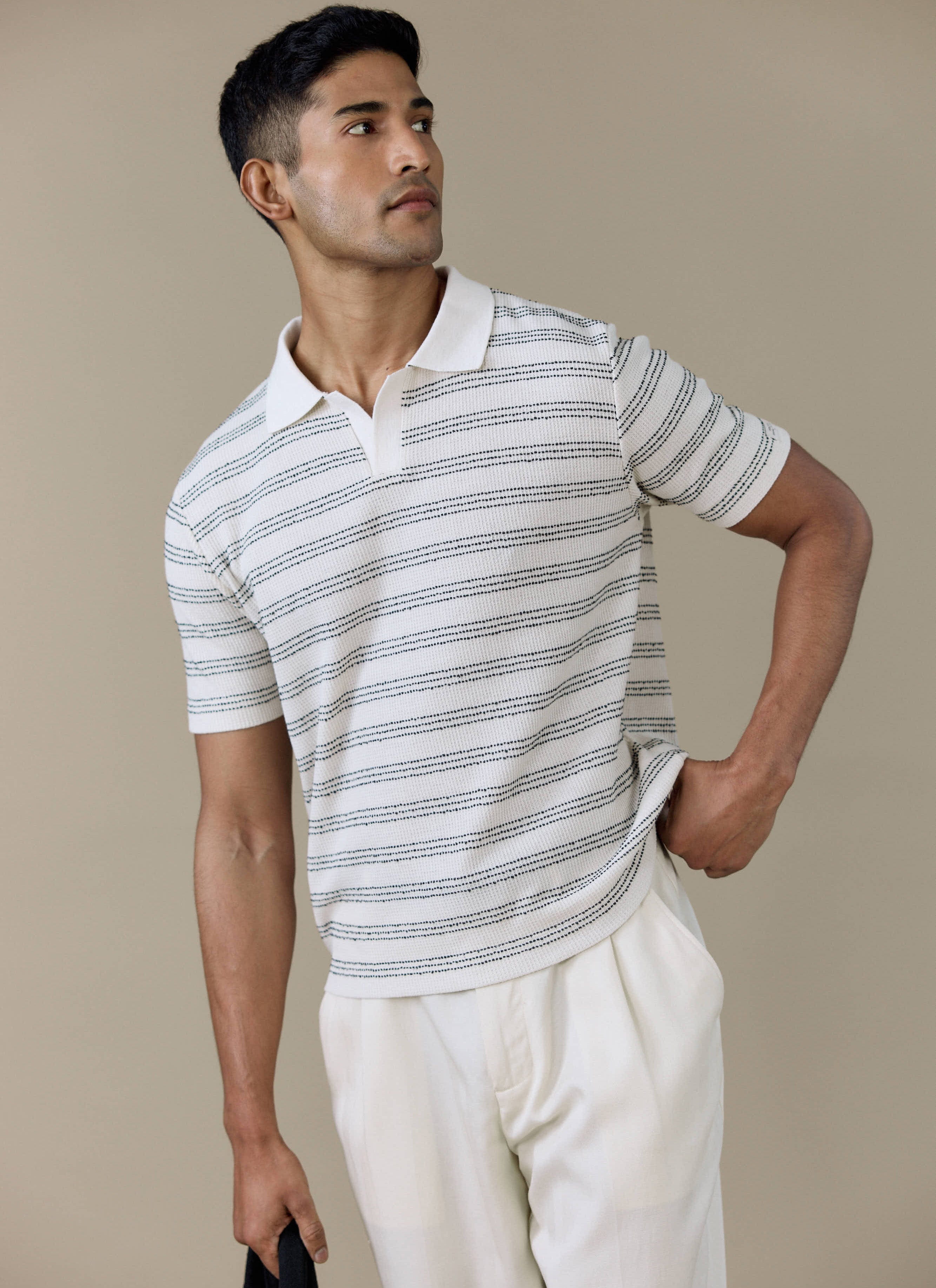 Men's Knitted Polo Shirt - Laurent | Cotton | Black | Percival