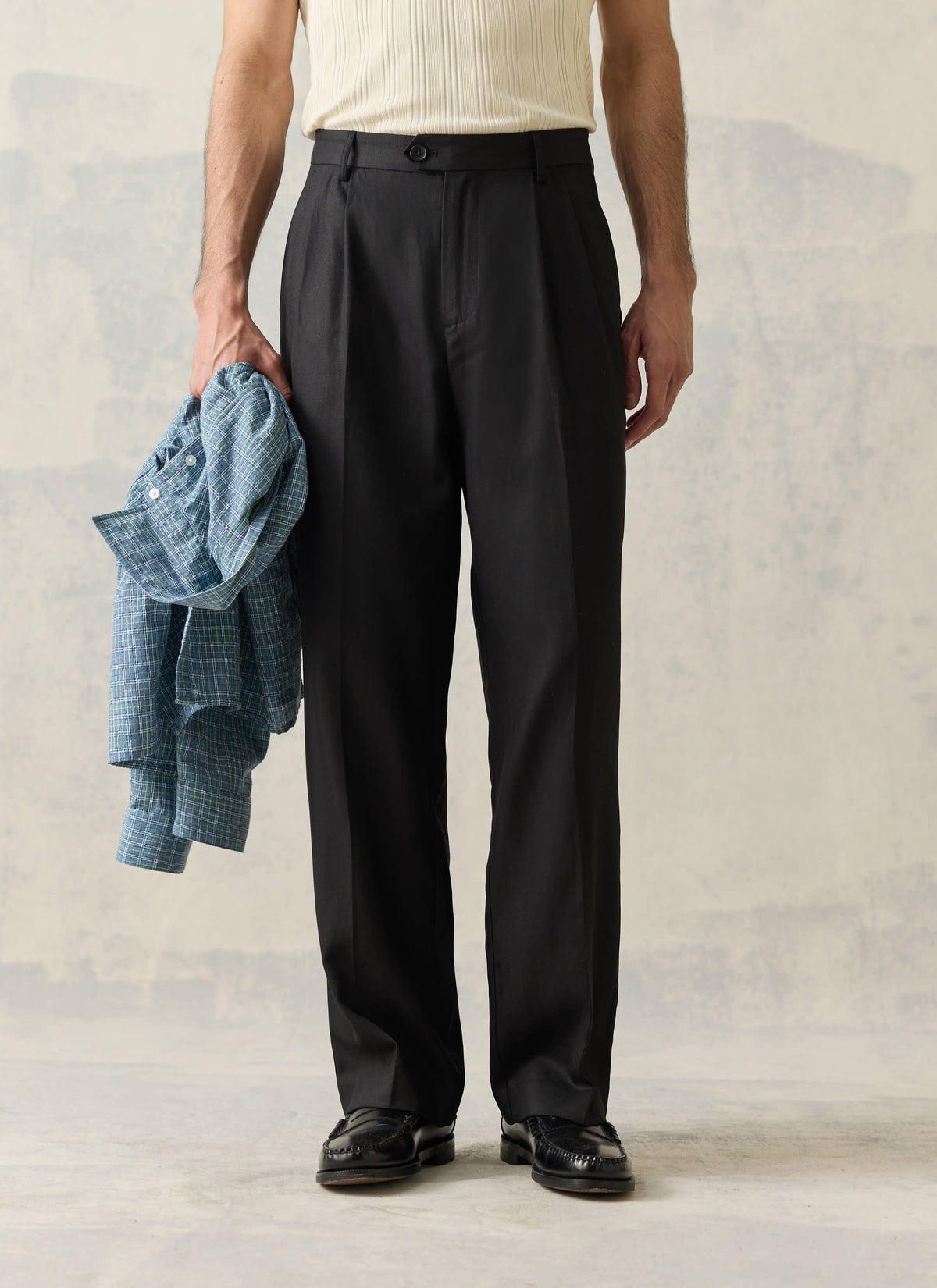Double Pleated Leg Trousers | Lyocell | Black