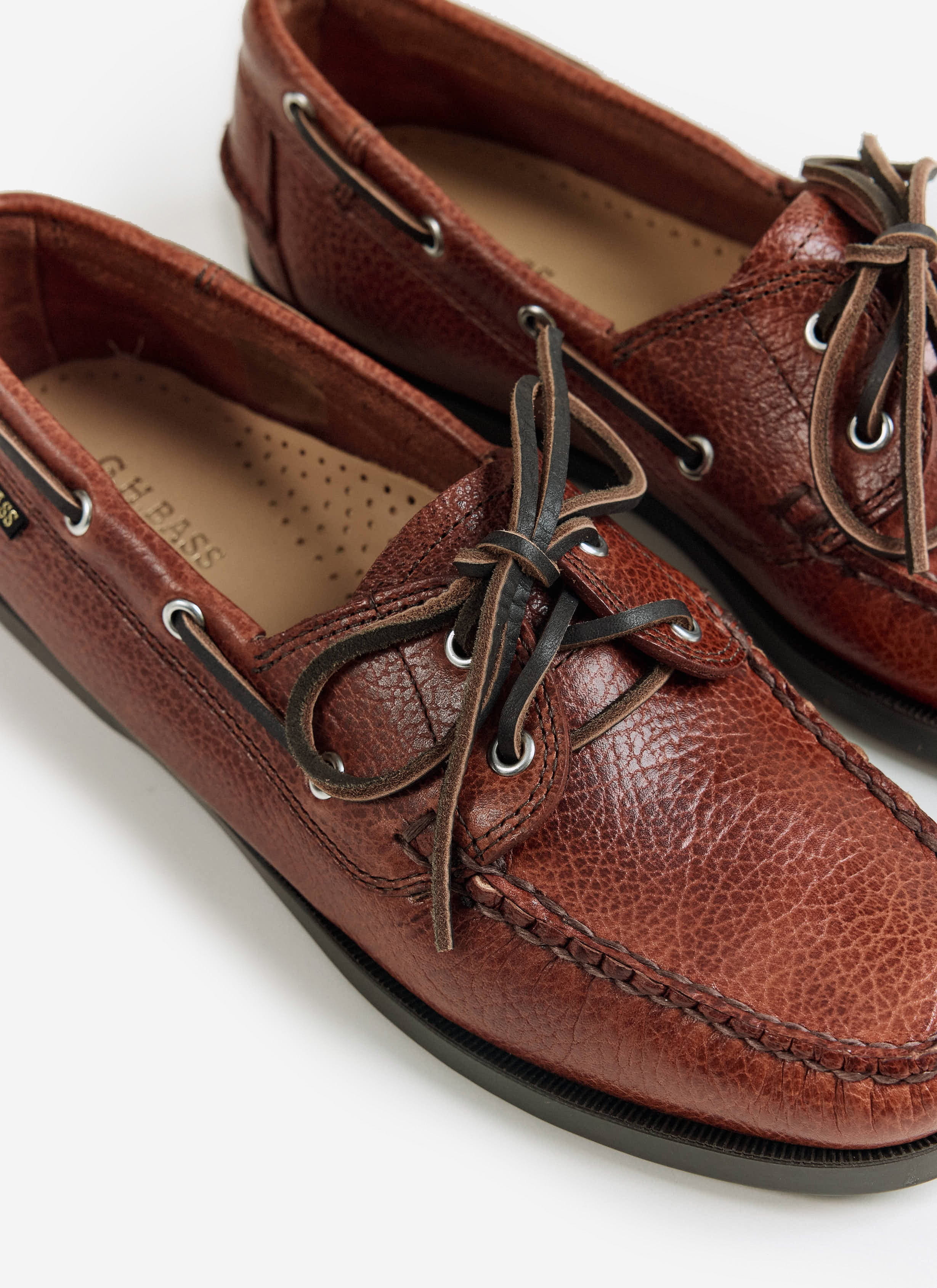 G.H.Bass | Jetty II Boater 2 Eye | Textured Tan Leather | Percival