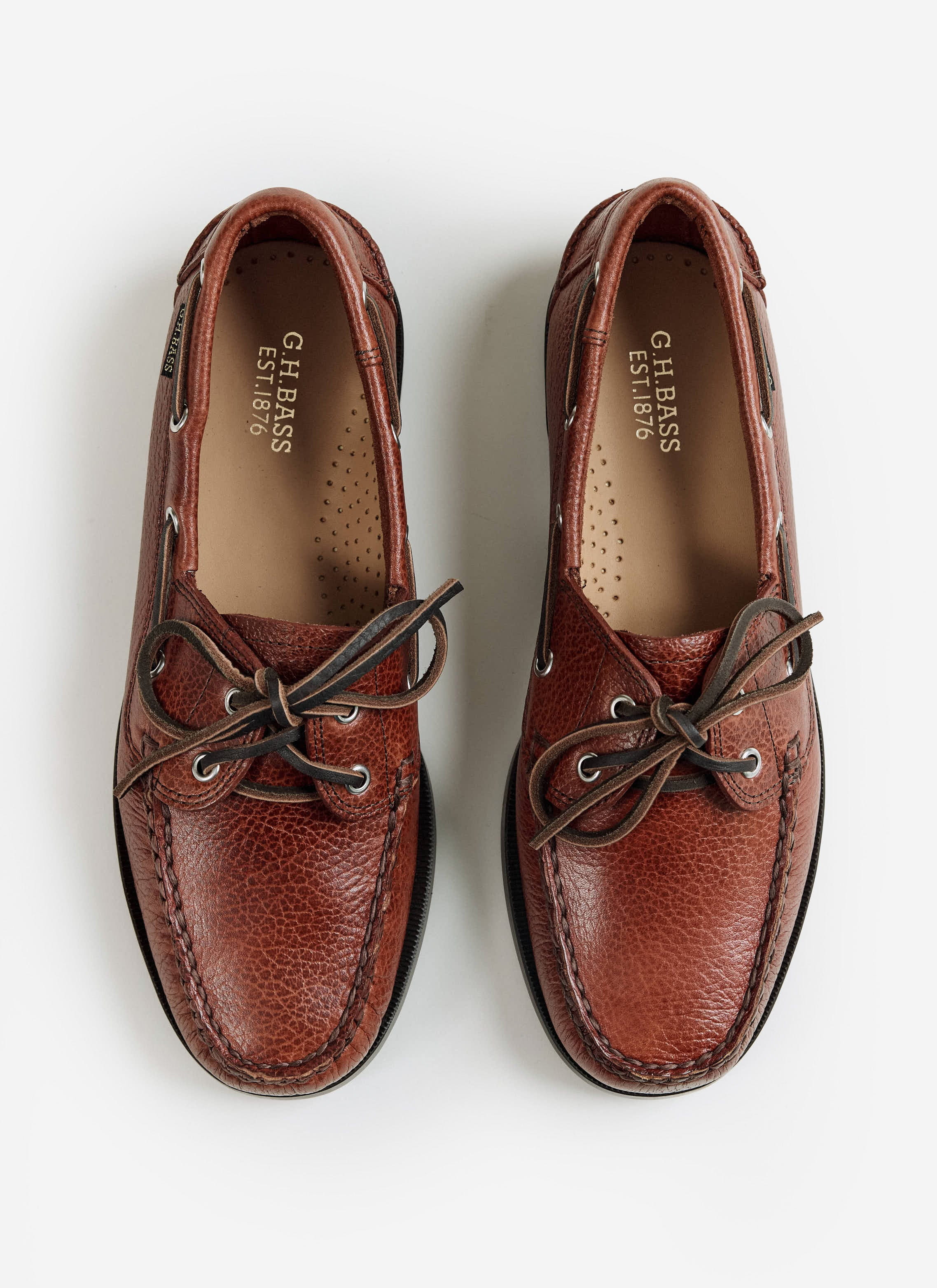 G.H.Bass | Jetty II Boater 2 Eye | Textured Tan Leather | Percival