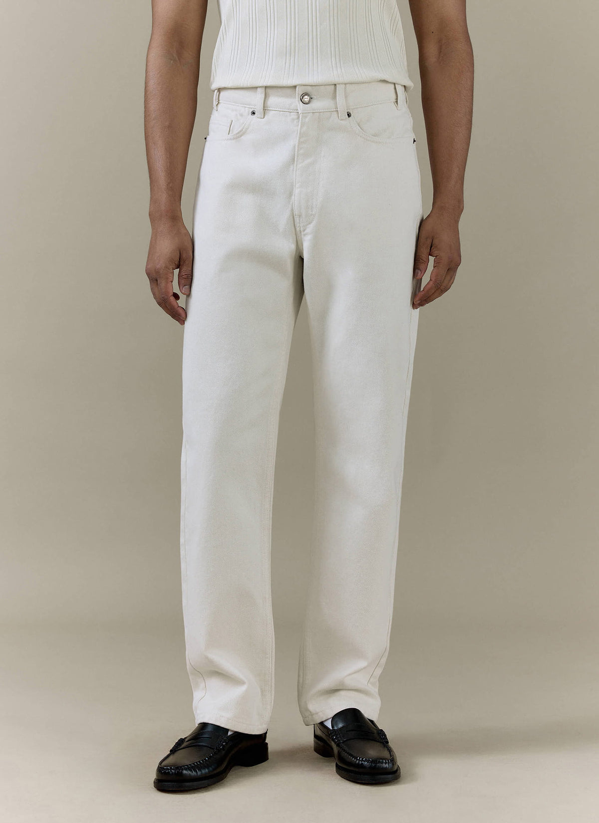 Straight Leg Denim Jeans | Cotton | Cream