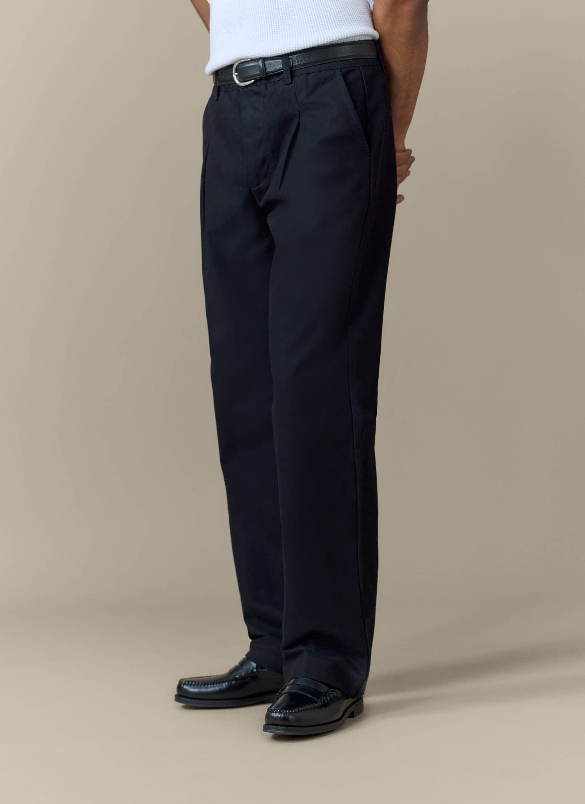 Men's Double Pleated Trousers - Seb | Straight Leg | Black