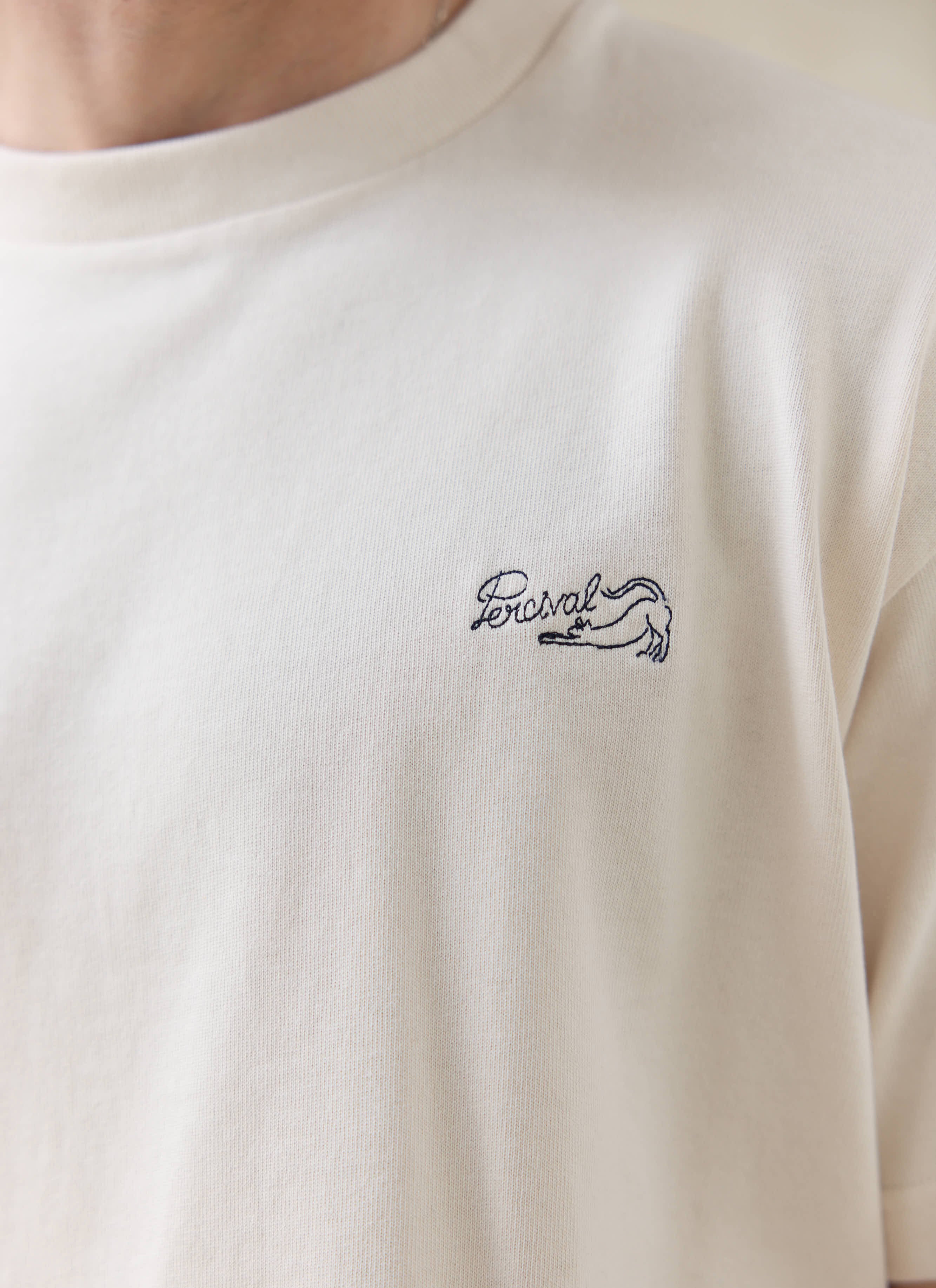Cream Percival Clarke embroidered organic cotton t-shirt; want more? check out the SS26 collection.
