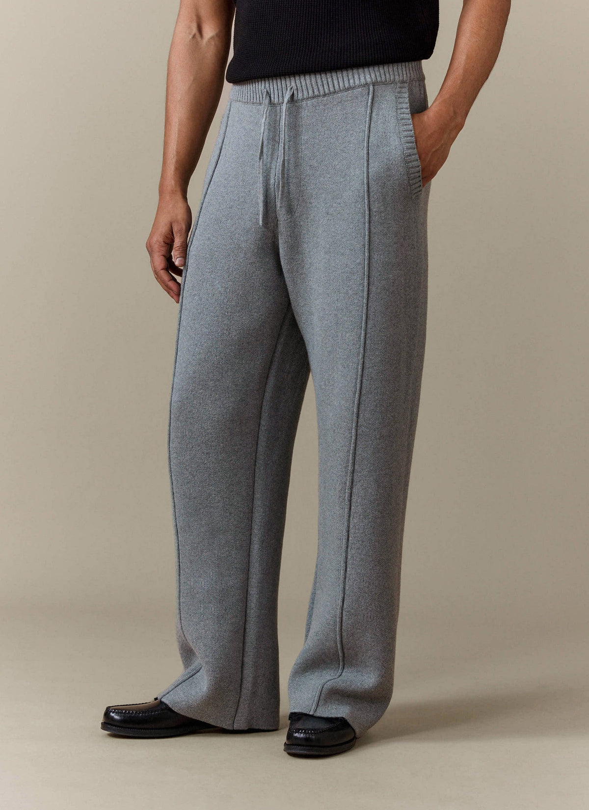 Chronicle Knitted Straight Leg Trackpant | Cotton | Grey