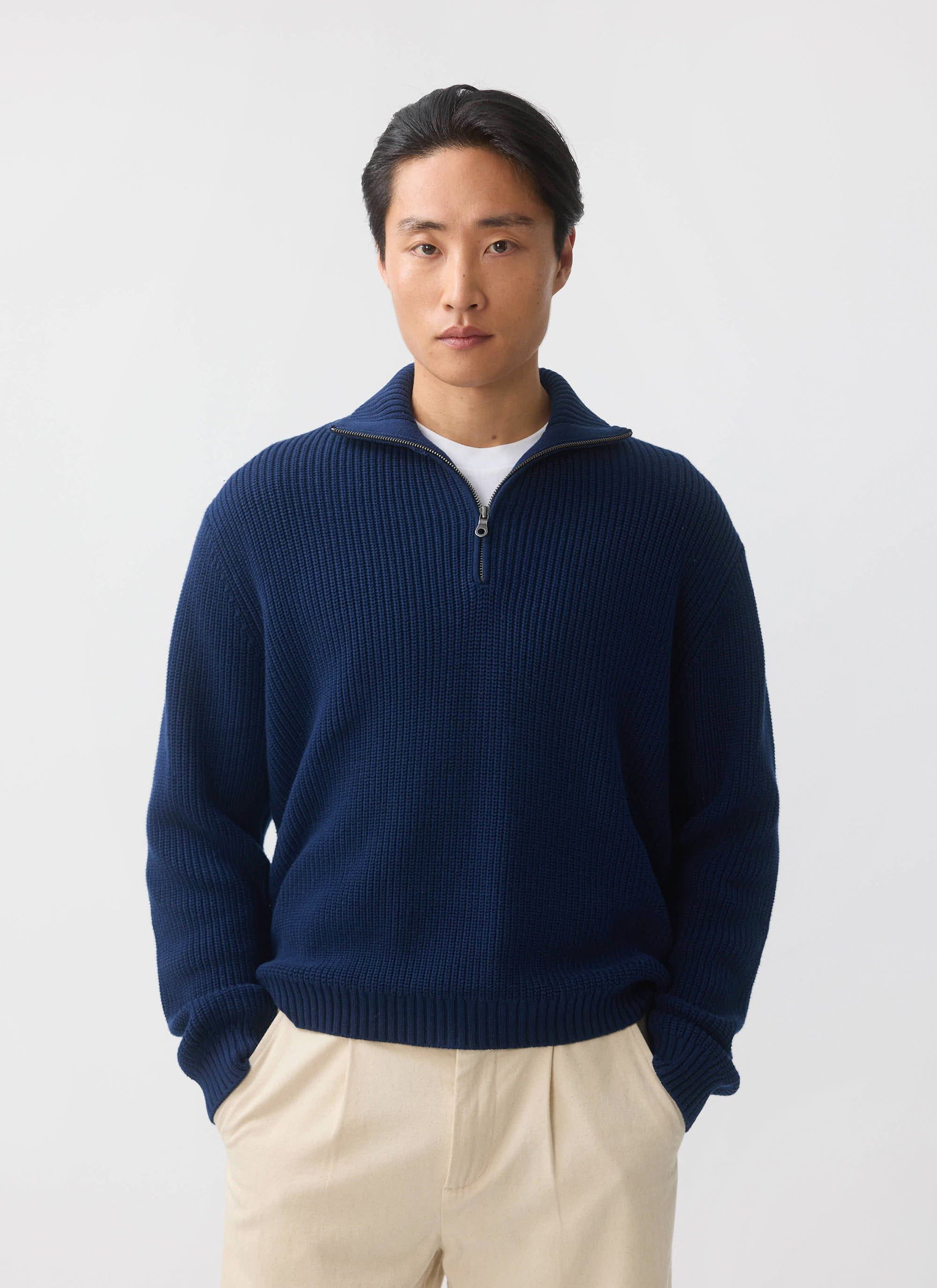Men's Cream Mohair Cardigan | White Glove | Percival Menswear
