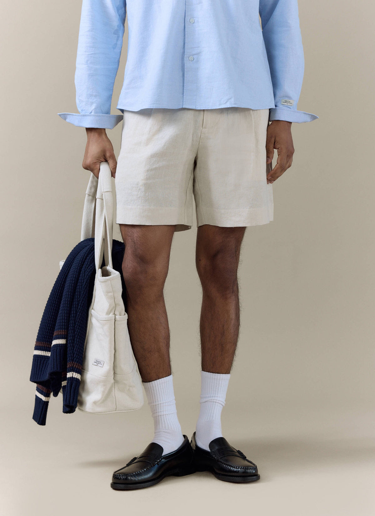 Pleated Tailored Shorts Linen