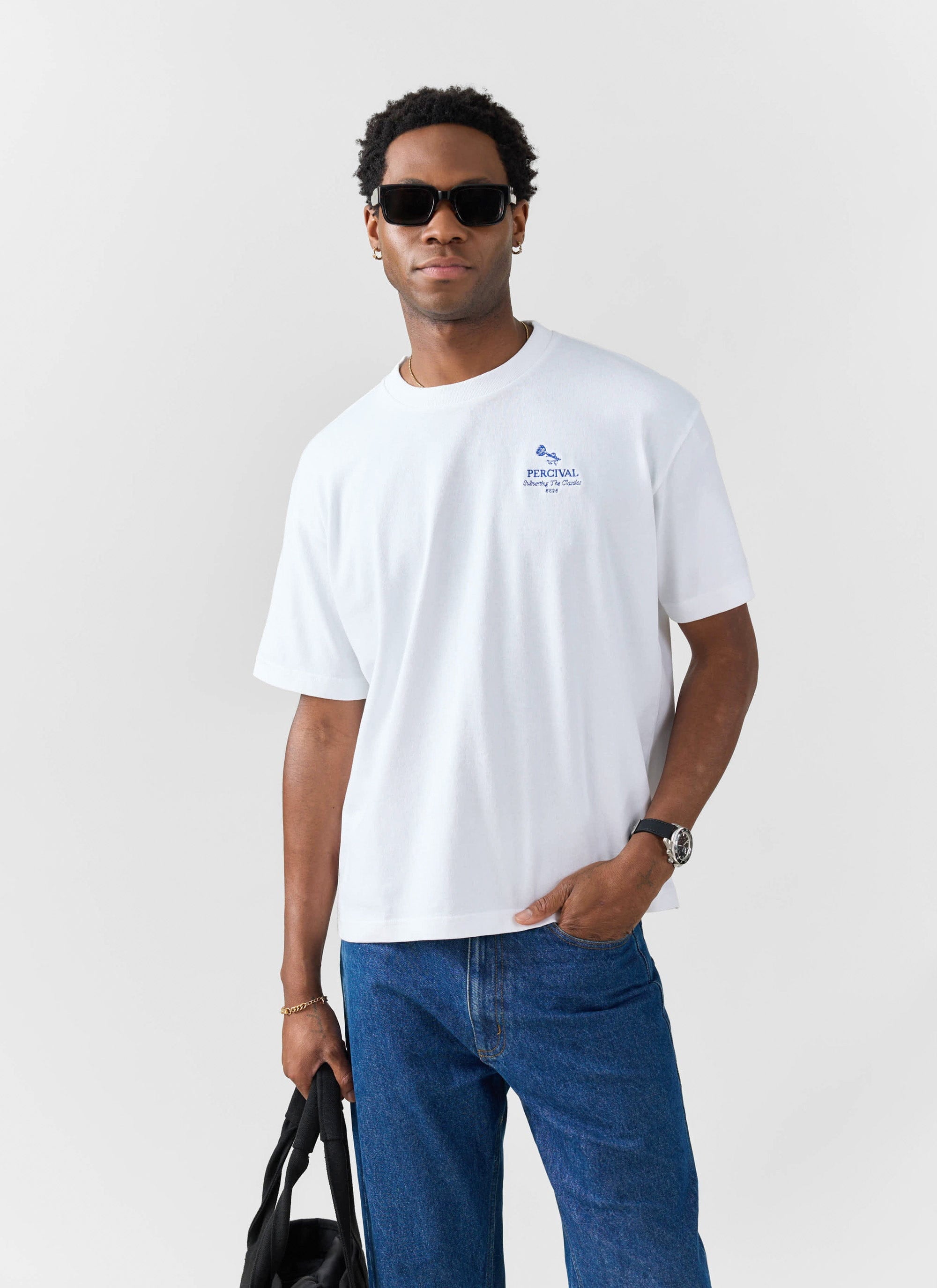Smith Floral Oversized T Shirt | Organic Cotton | White | Percival