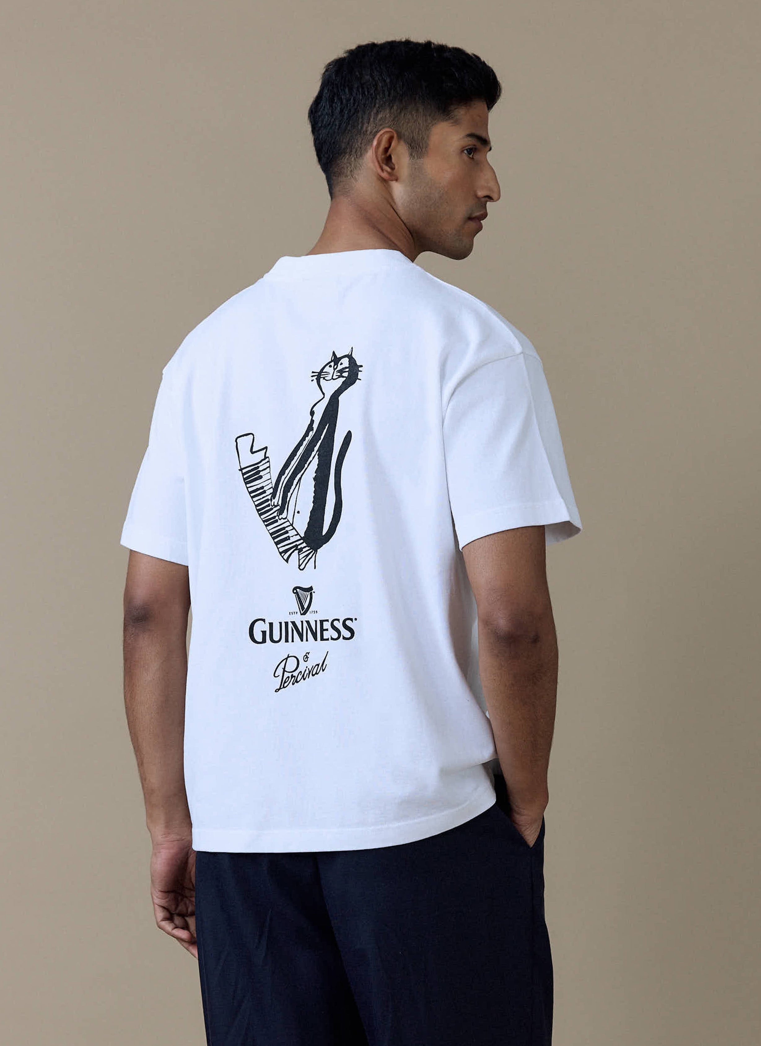 Printed Guinness Oversized T Shirt | Guinness x Percival | White