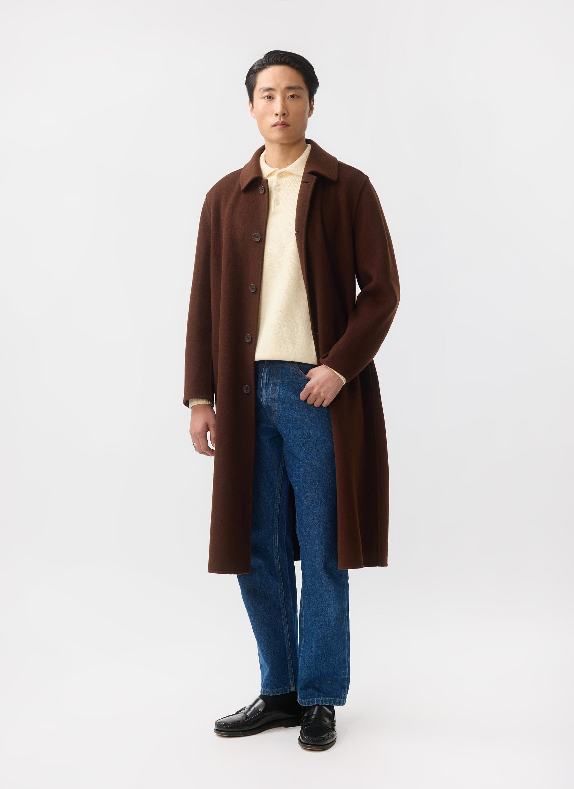 Men's Car Coat | Wool Overcoat | Navy Blue | Percival Menswear