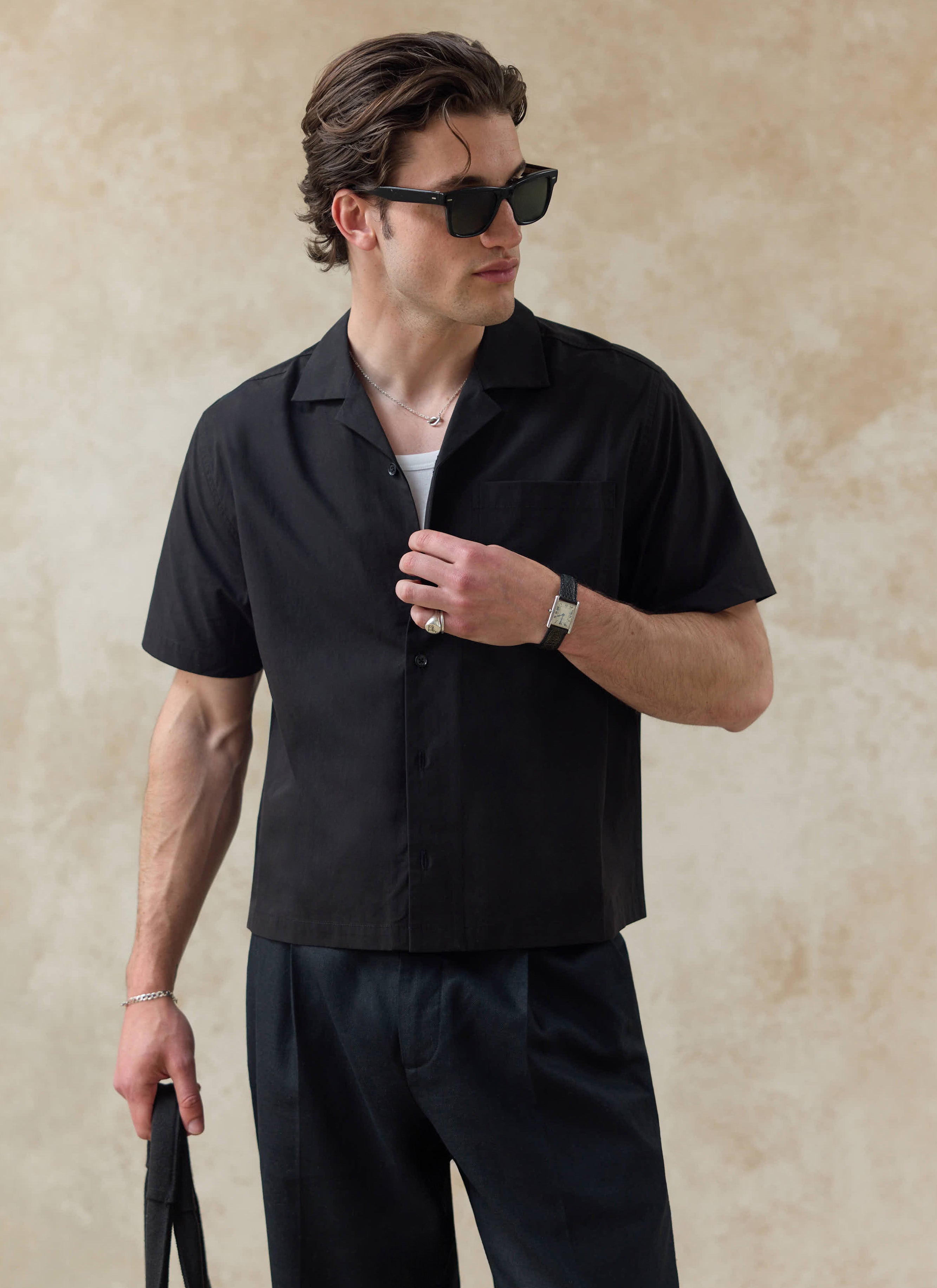 Men's Cuban Collar Shirt | Linen Shirt | Rust Red | Percival Menswear