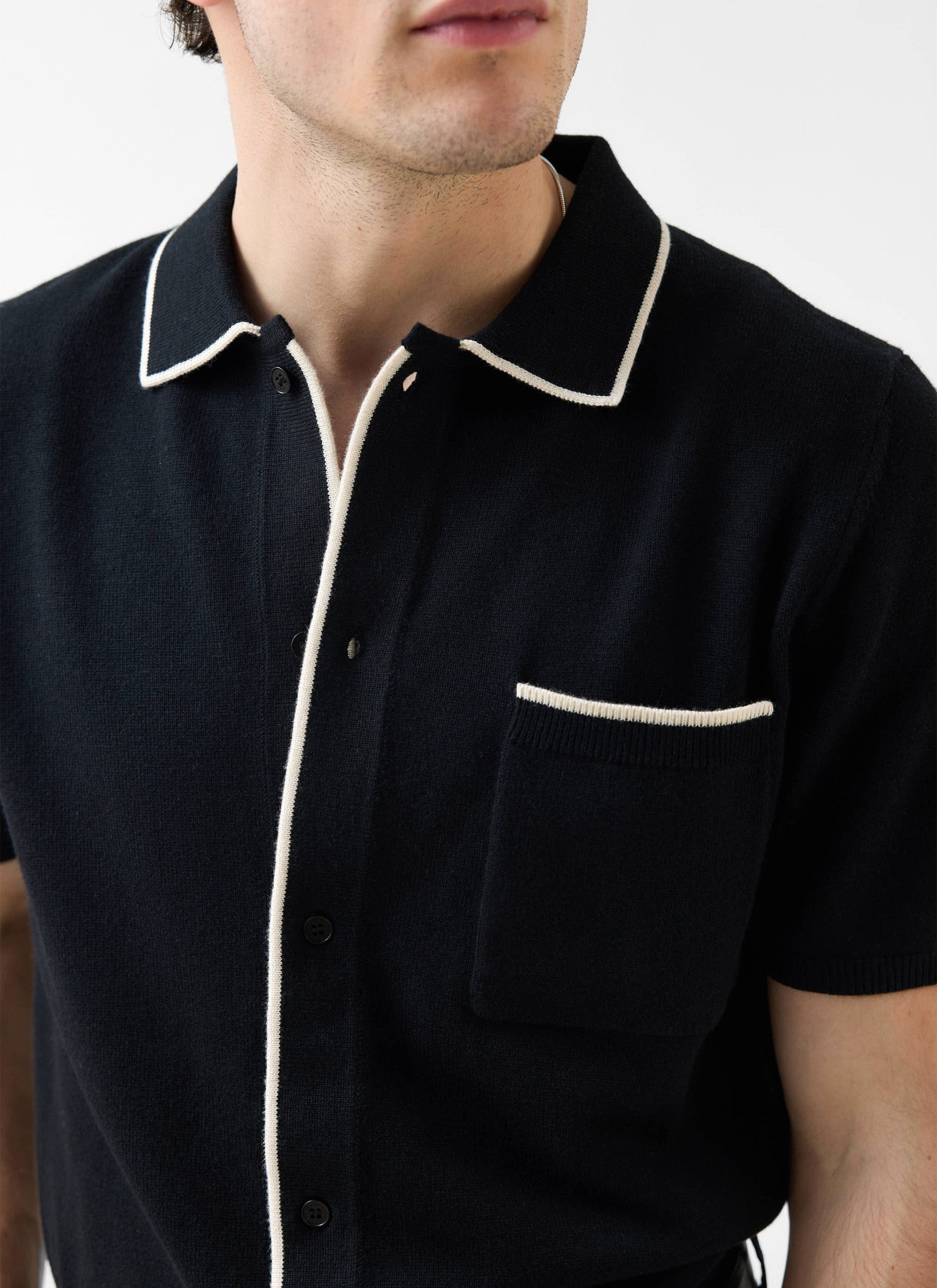 Typewriter Embroidered T Shirt | Organic Cotton | Navy | Percival
