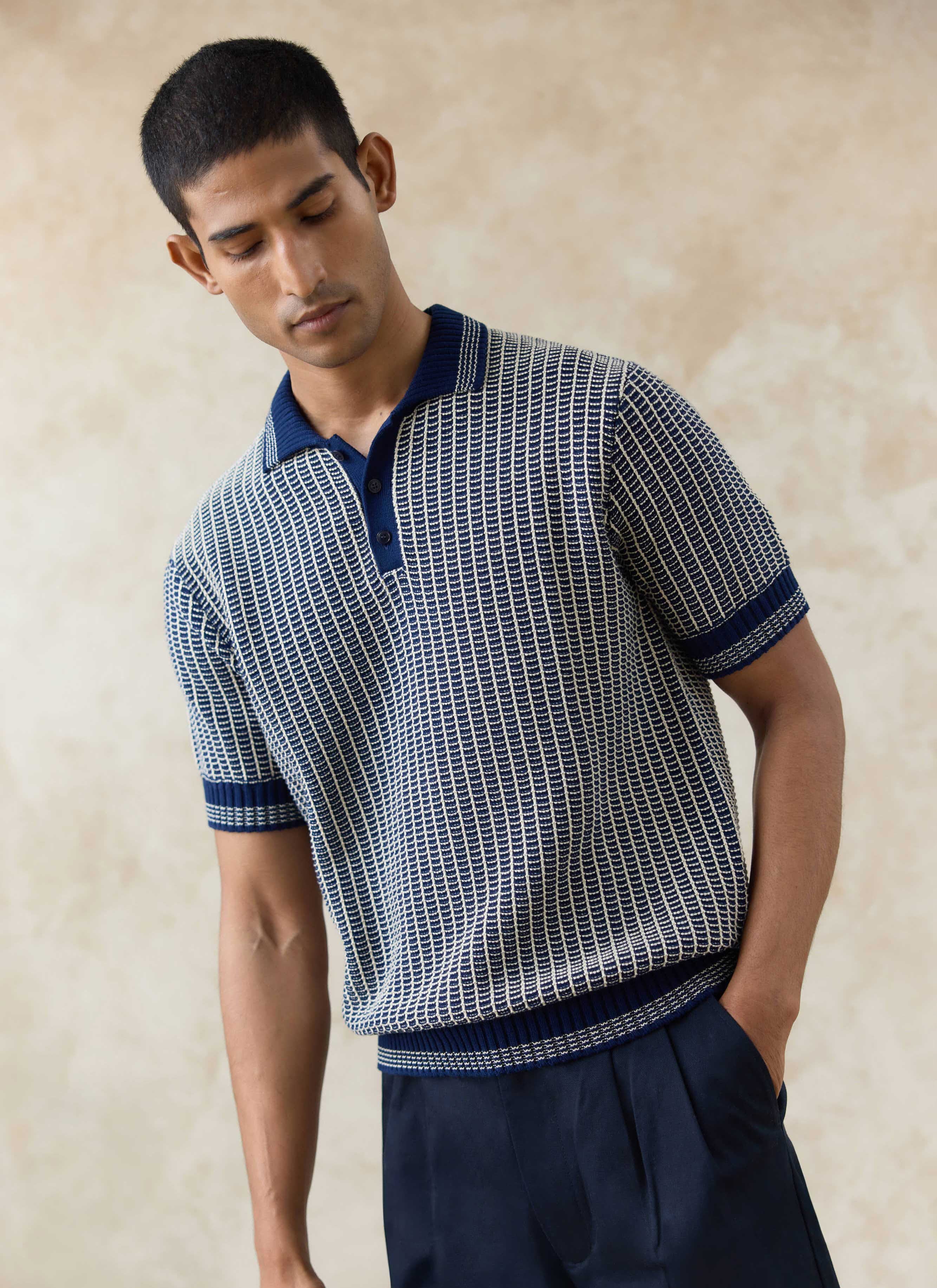 トップス opium england logo knit polo shirts Coltrane Madcap England Mod Jacquard Knit Polo PS