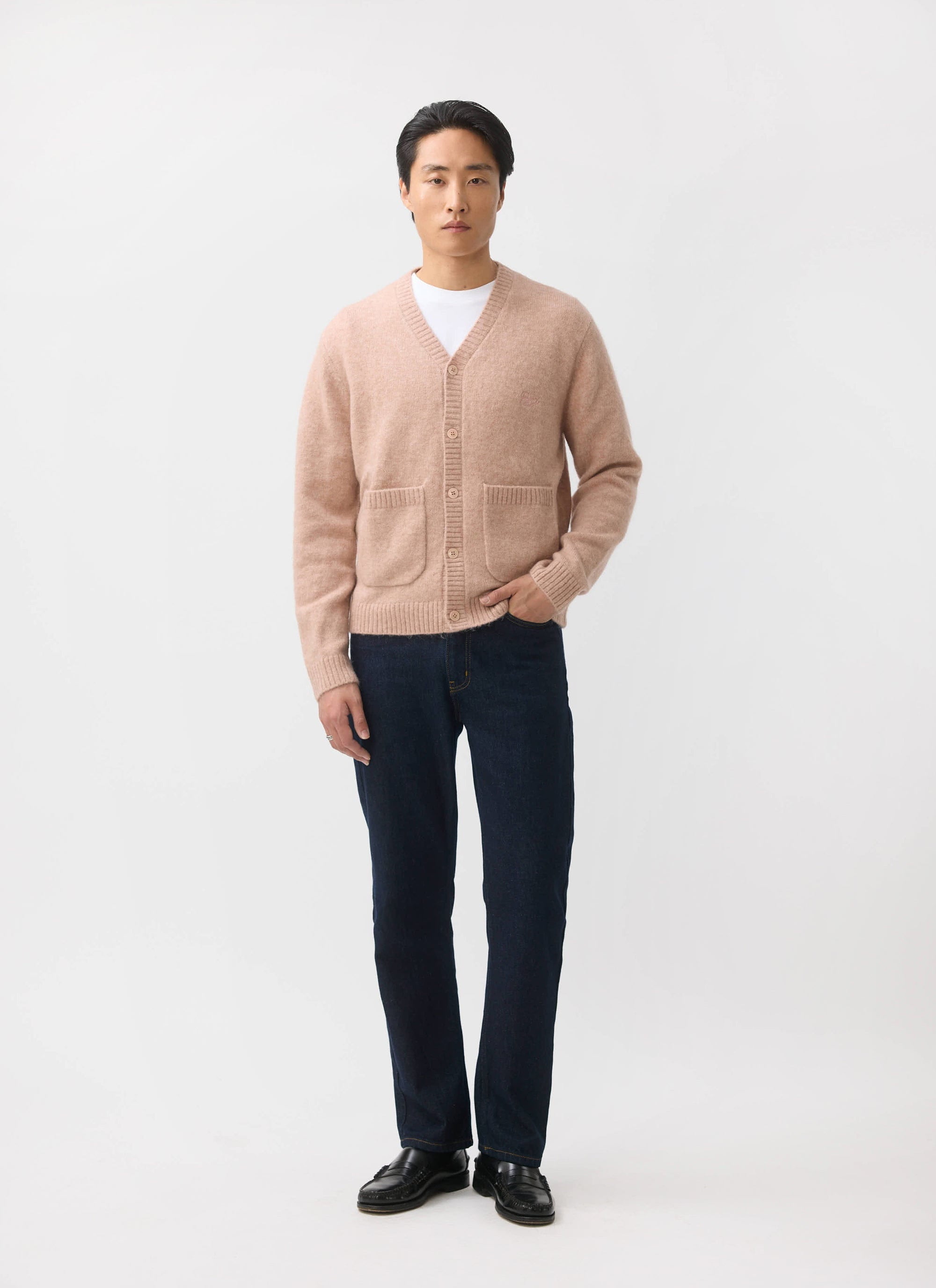 Men's Pink Mohair Cardigan | White Glove | Percival Menswear