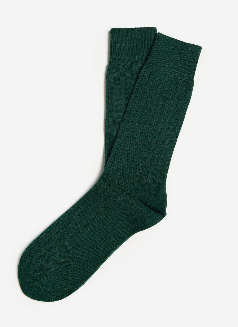 Men's Socks | Green Cashmere Ribbed Socks & Percival Menswear