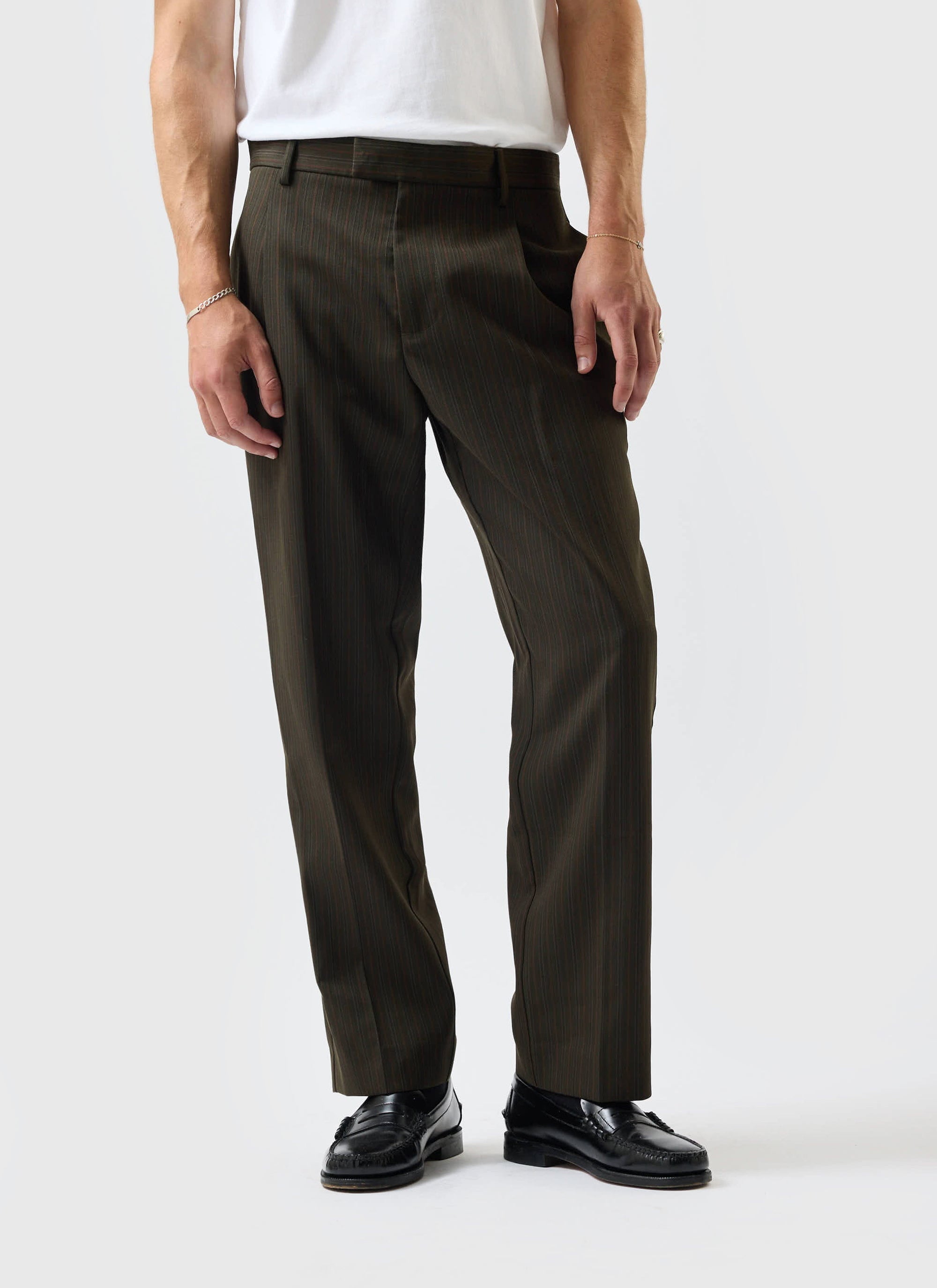 Grounds Relaxed Trousers | Herringbone Wool | Oak | Percival Menswear