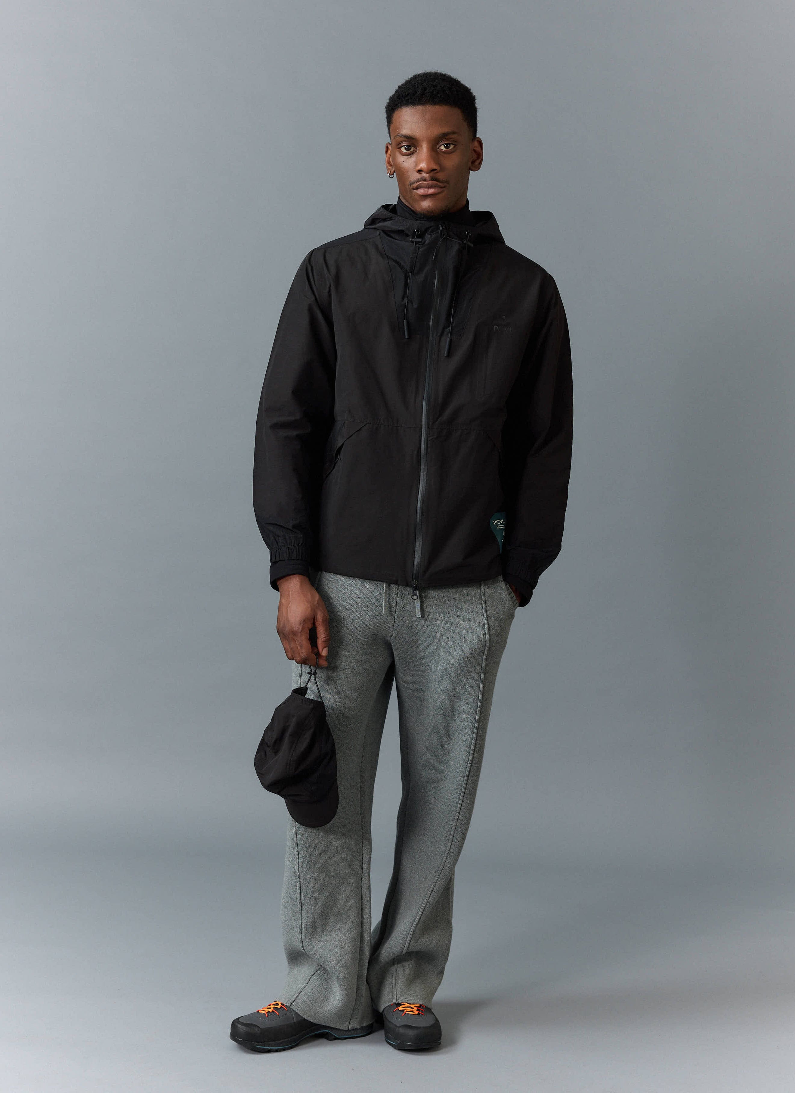Men's Water Resistant Jacket | Black PCVL Zip Through | Percival