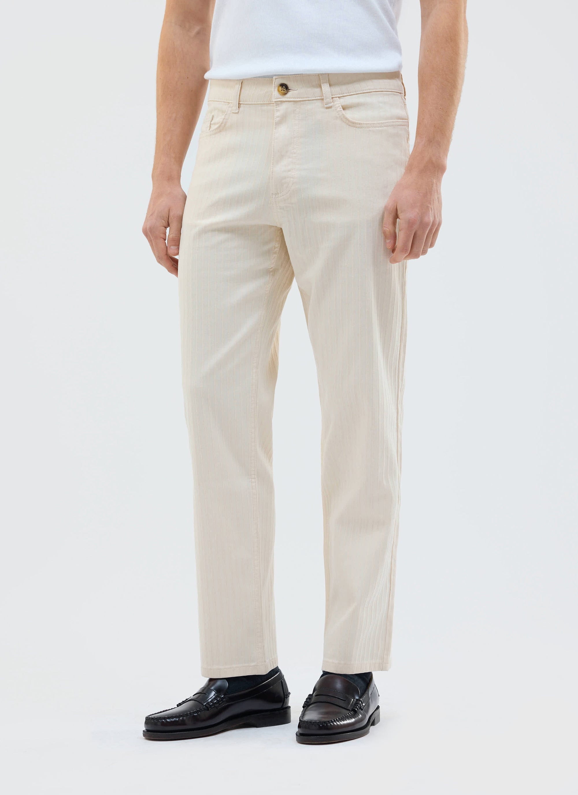 Rocco 5 Pocket Trousers | Cotton | Cream | Percival Menswear