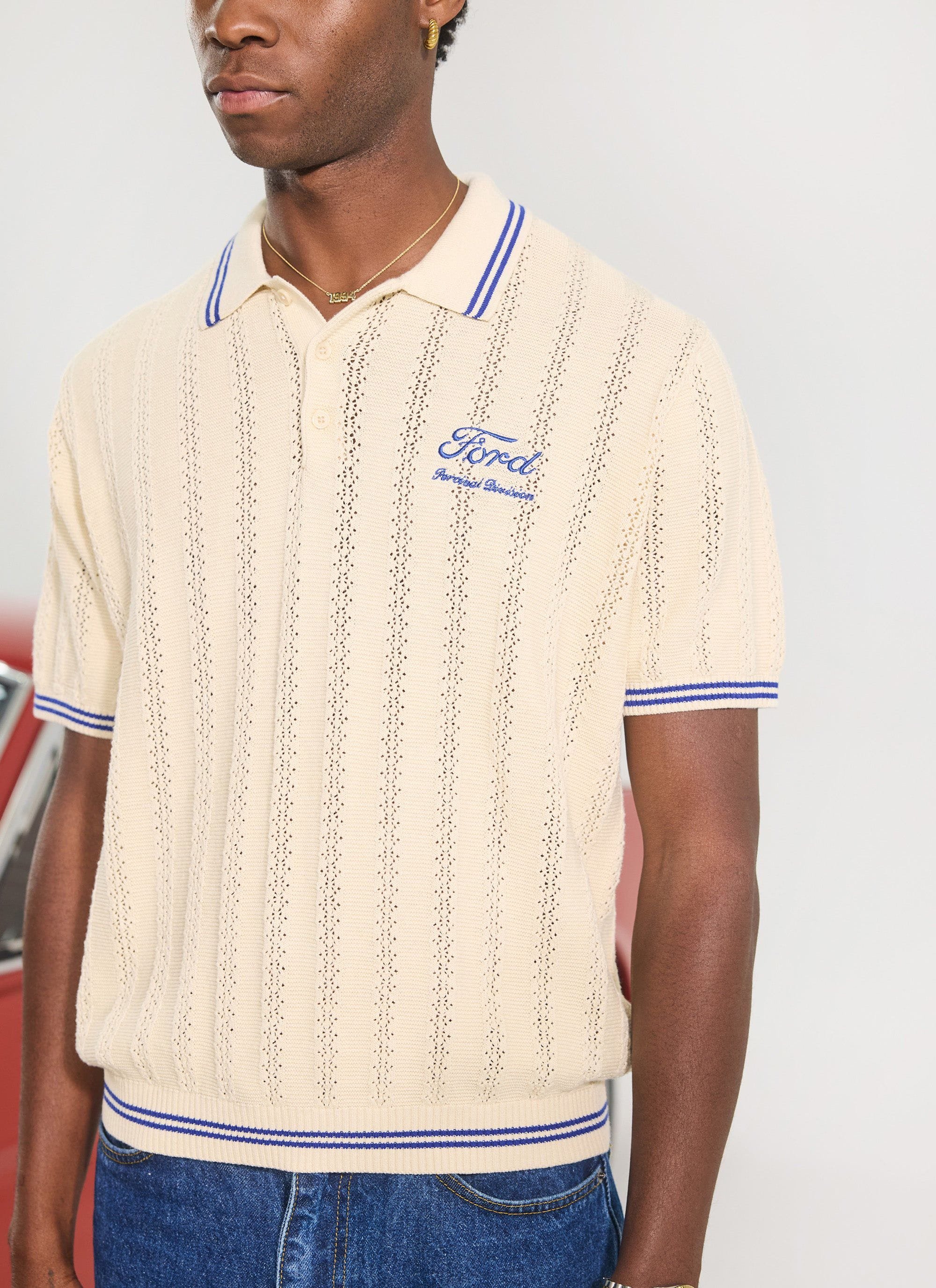 Men's Knitted Polo | Dealership | Percival x Ford | Cream