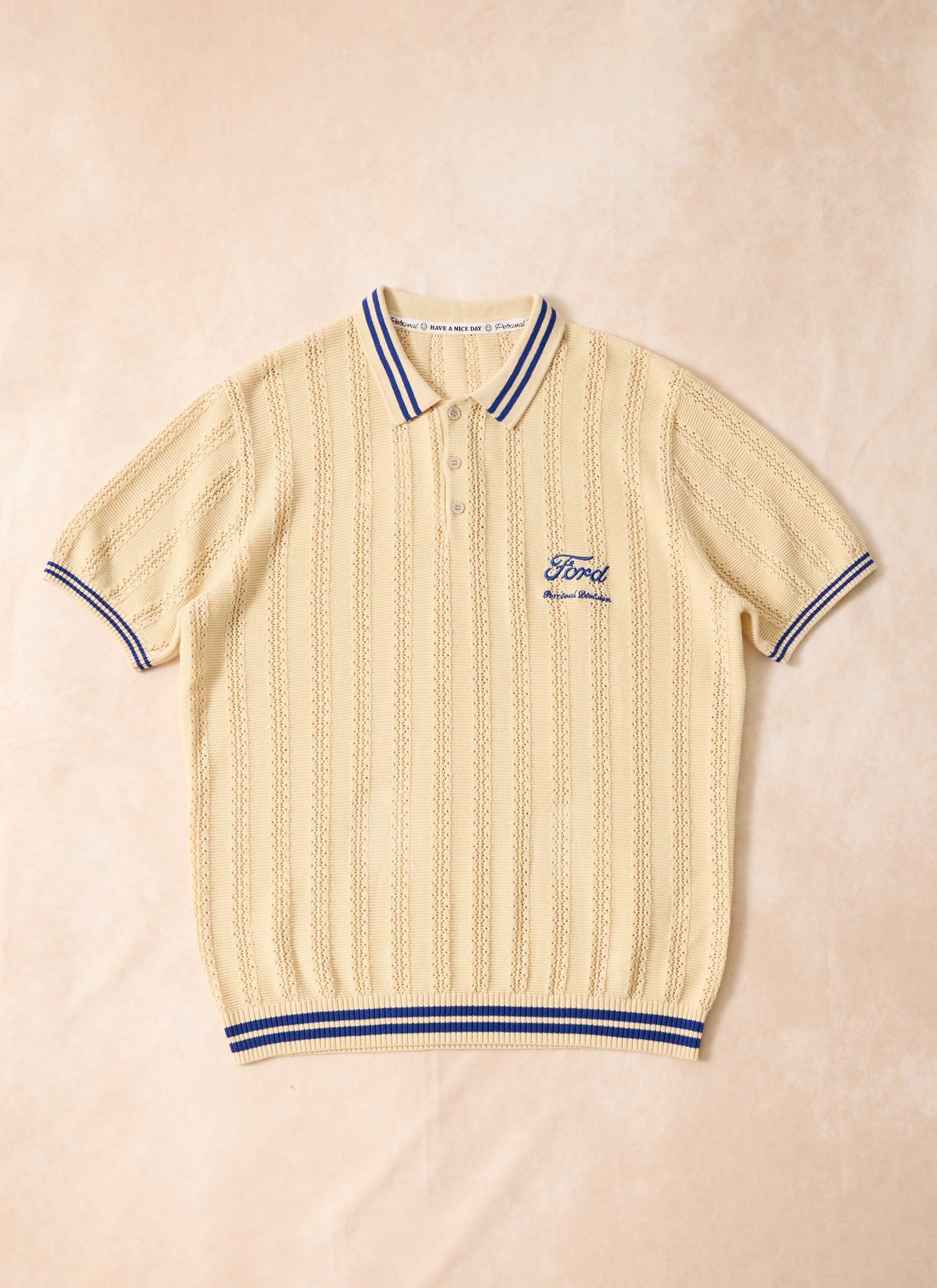 Men's Knitted Polo | Dealership | Percival x Ford | Cream