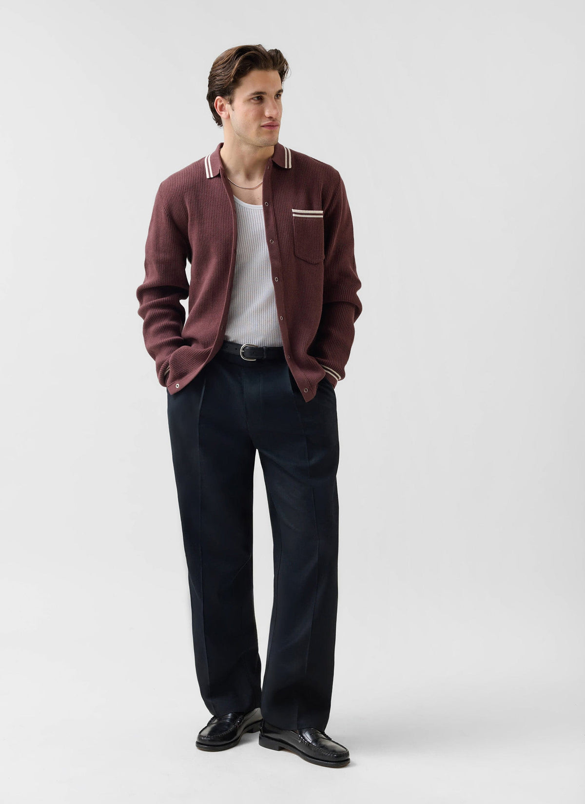 Pablo Cotton Knitted Shirt | Long Sleeve | Espresso