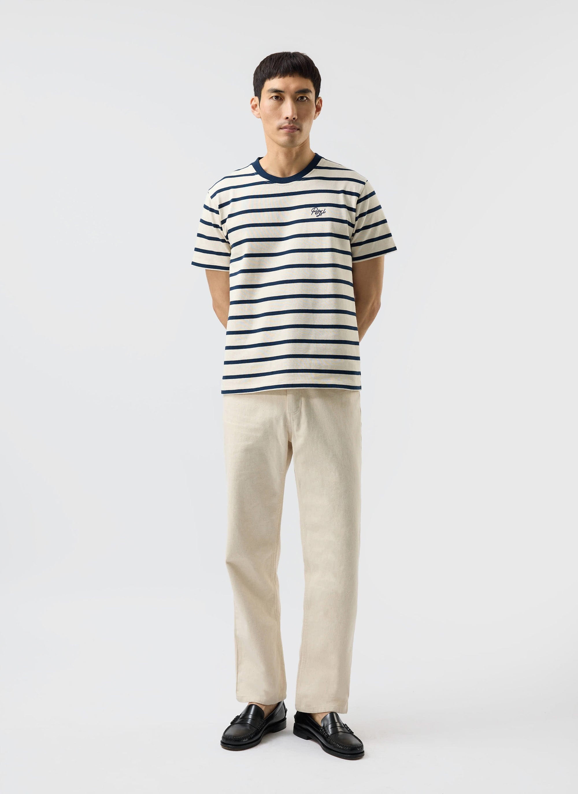 Ecru with Navy