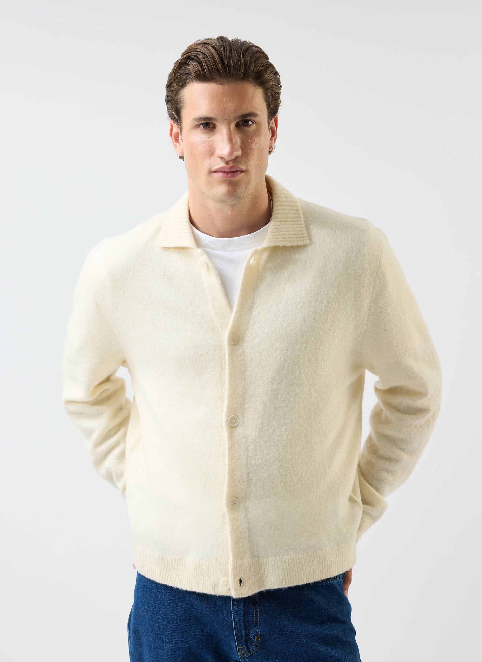 Men's Embroidered T Shirt | Croissant | Organic Cotton | White