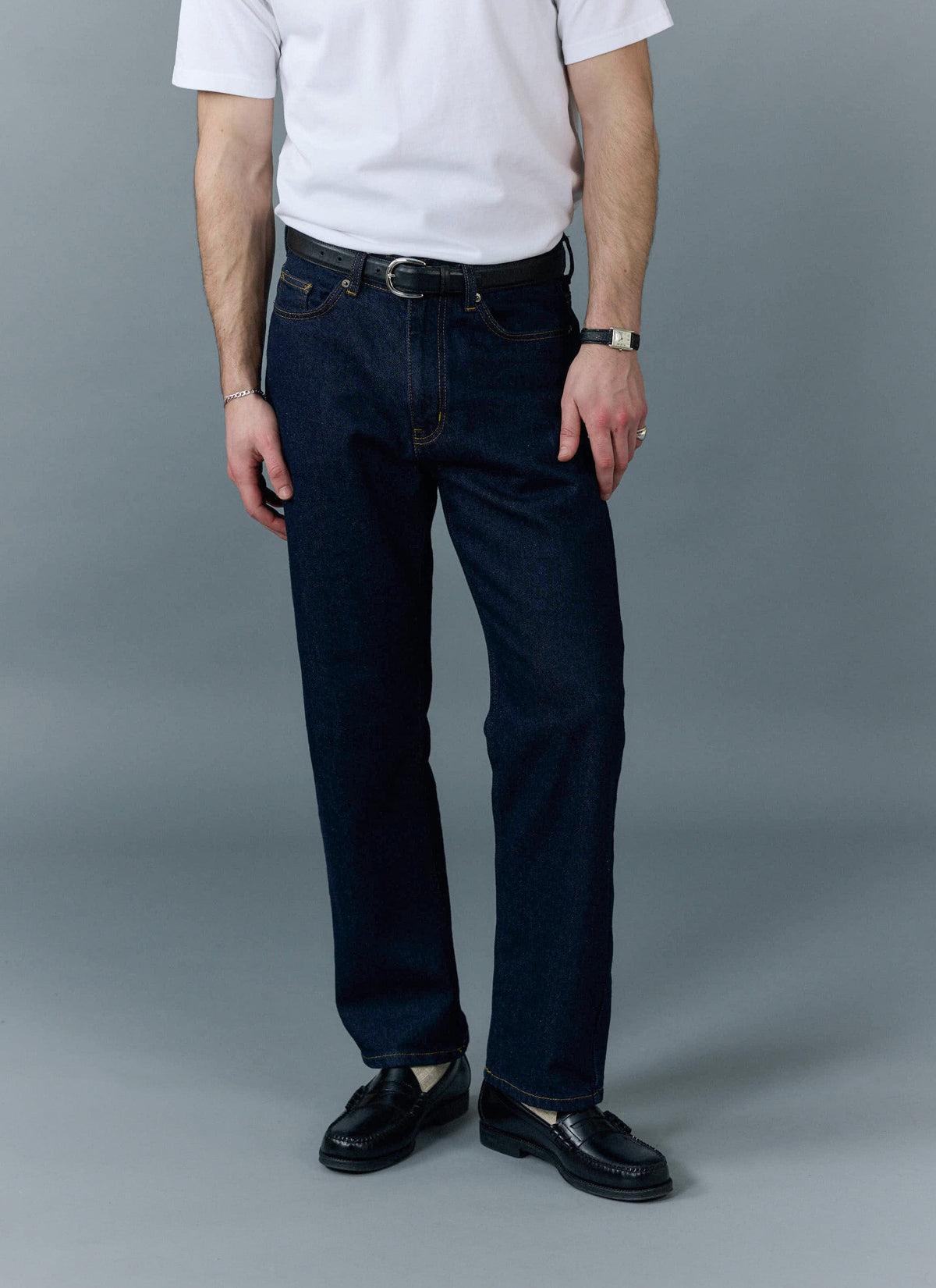 Straight Leg Denim Jeans | Cotton | Dark Indigo