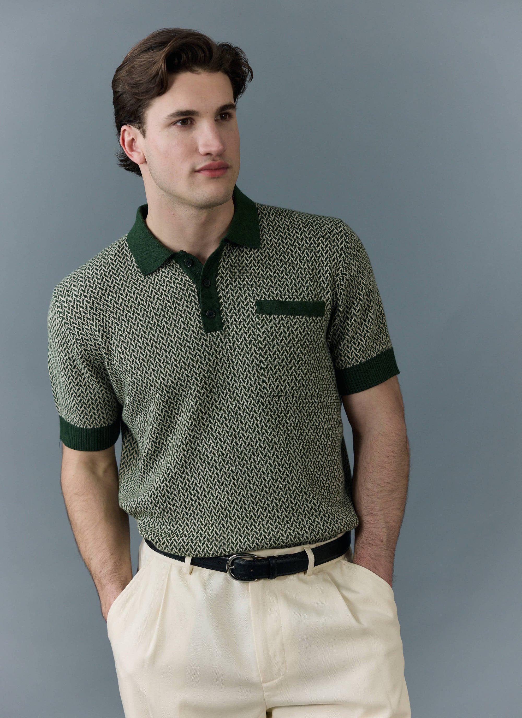 Casa Martini Knitted Polo Cotton Forest