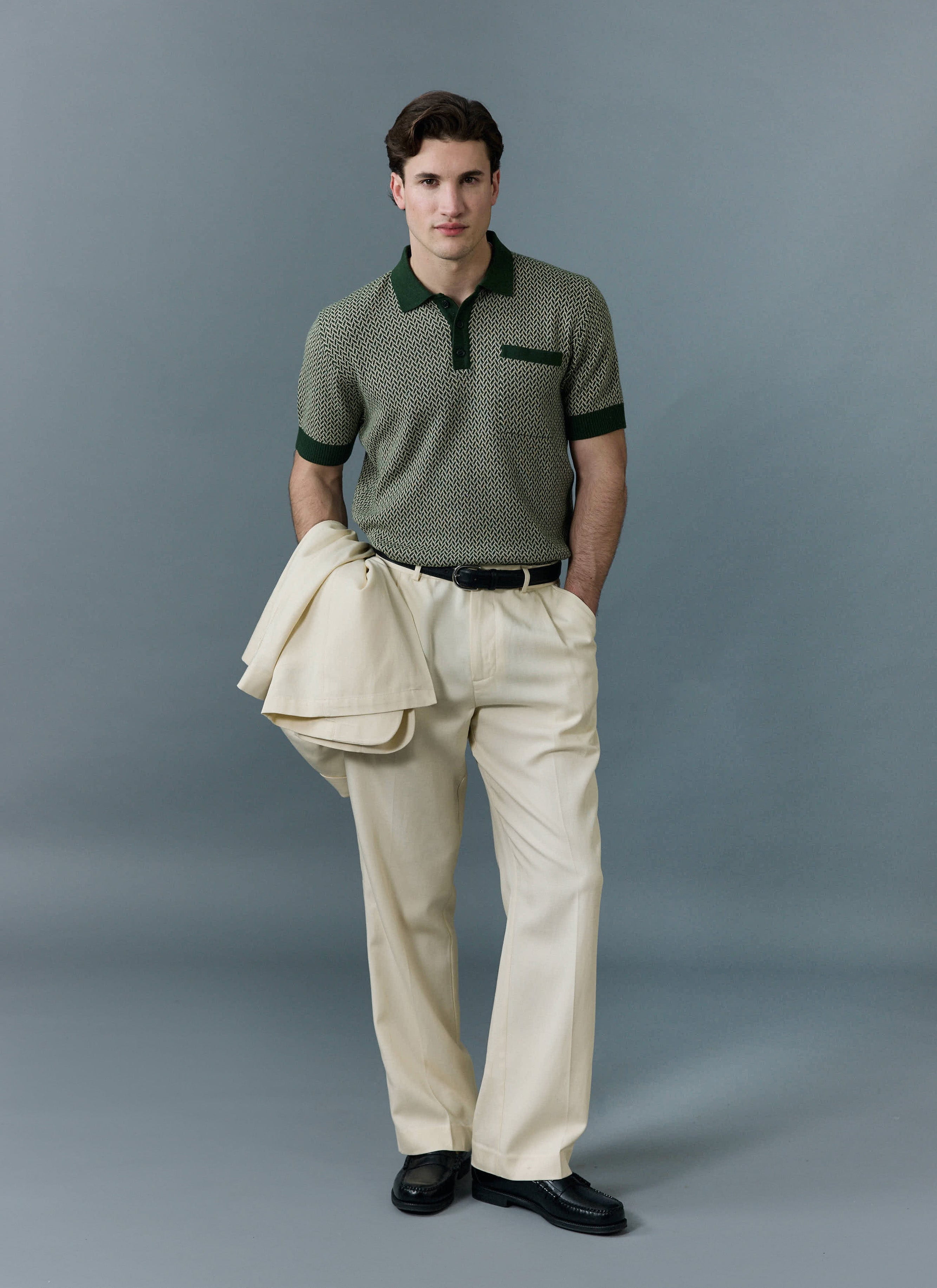 Men's Knitted Polo Shirt | Casa Martini | Forest Green | Percival